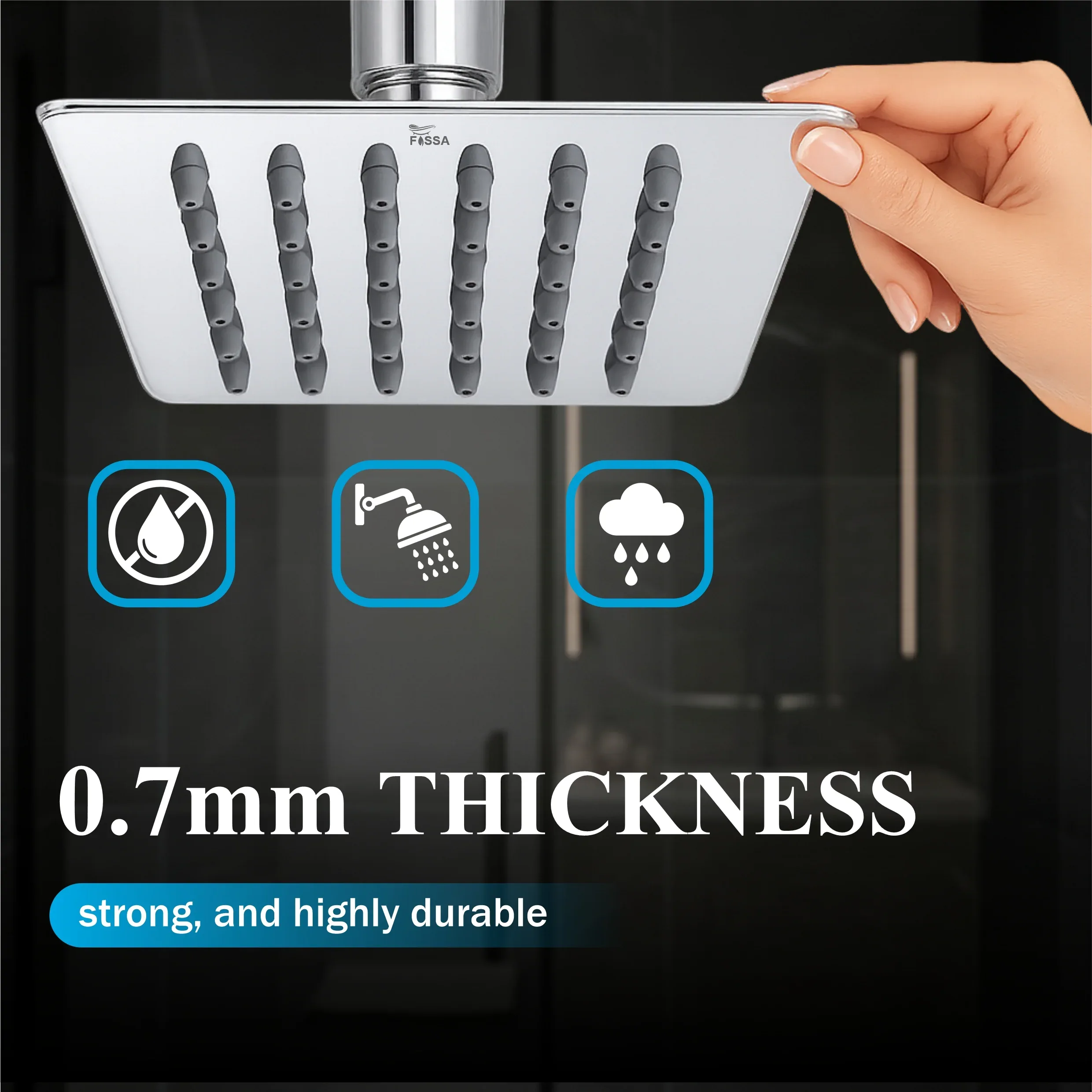 Ultra 4x4 Rain Overhead Shower Square 304 Stainless Steel - Image 2