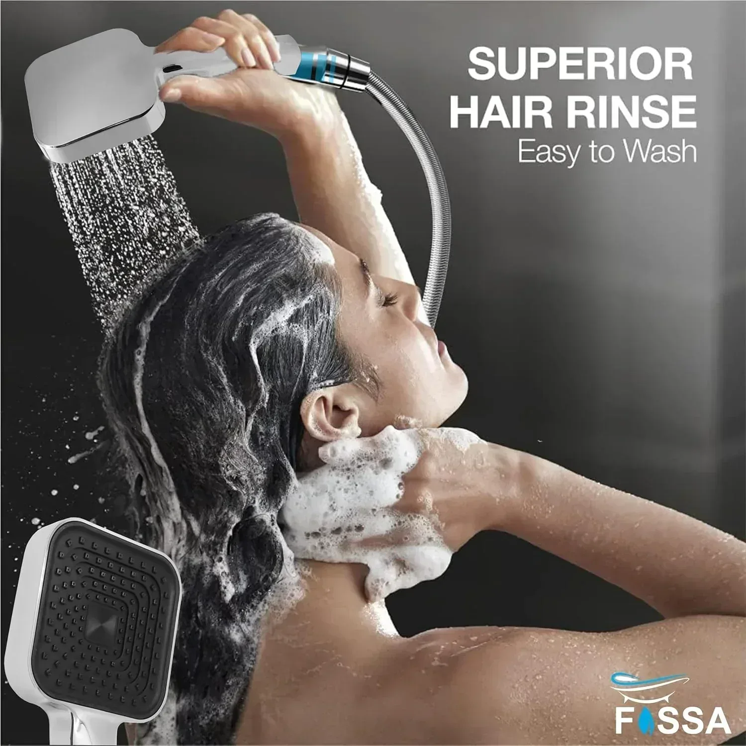 Fossa Alpha Wave Hand Shower – Handheld Shower Head with 2 Spray Modes, ABS Body, | Chrome Finish for Modern Bathrooms only hand shower - Image 5