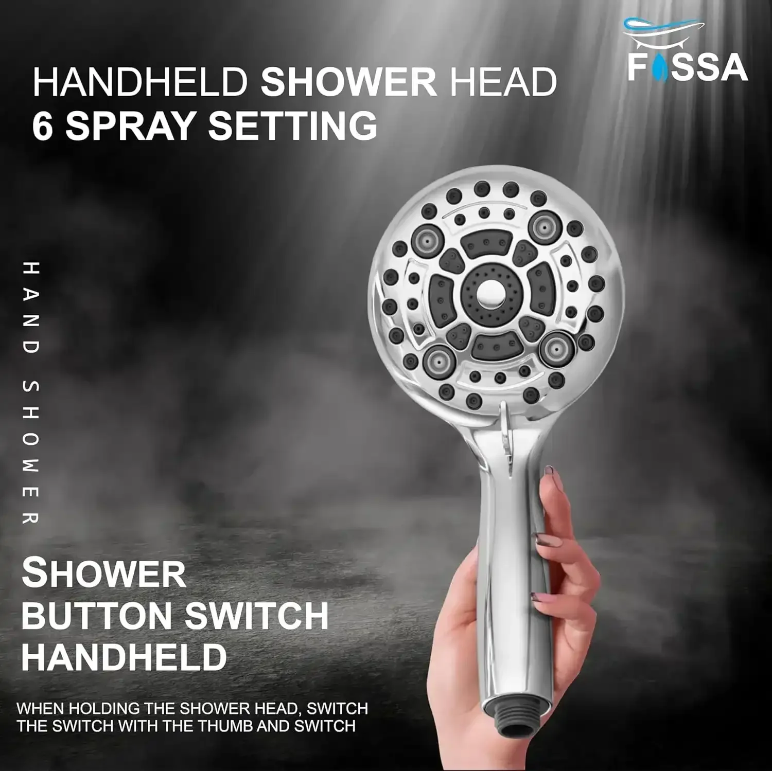 Earth Hand Shower – 6 Spray Modes High Pressure Chrome (Only Hand Shower) - Image 3