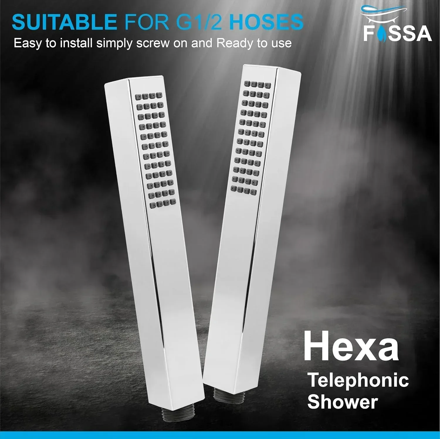 Fossa Hexa Square ABS Hand-Held Shower for Bathroom, High Pressure Shower Set Chrome Finish (Only Hand Shower) - Image 5