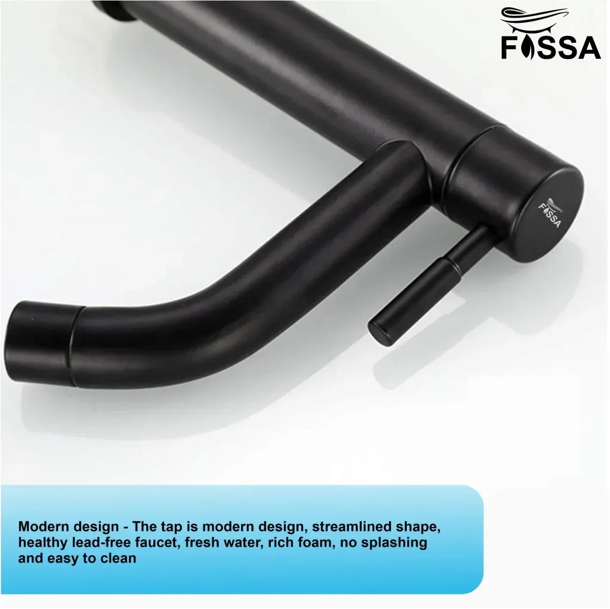 Fossa kubix 9" Inch Pillar Cock Tap Faucet for Wash Basin Water Wash Basin SS-304 Pillar Tap with Black Matte Finish for Bathroom,Washbasin,Deck Mount,Table Mount - Image 5