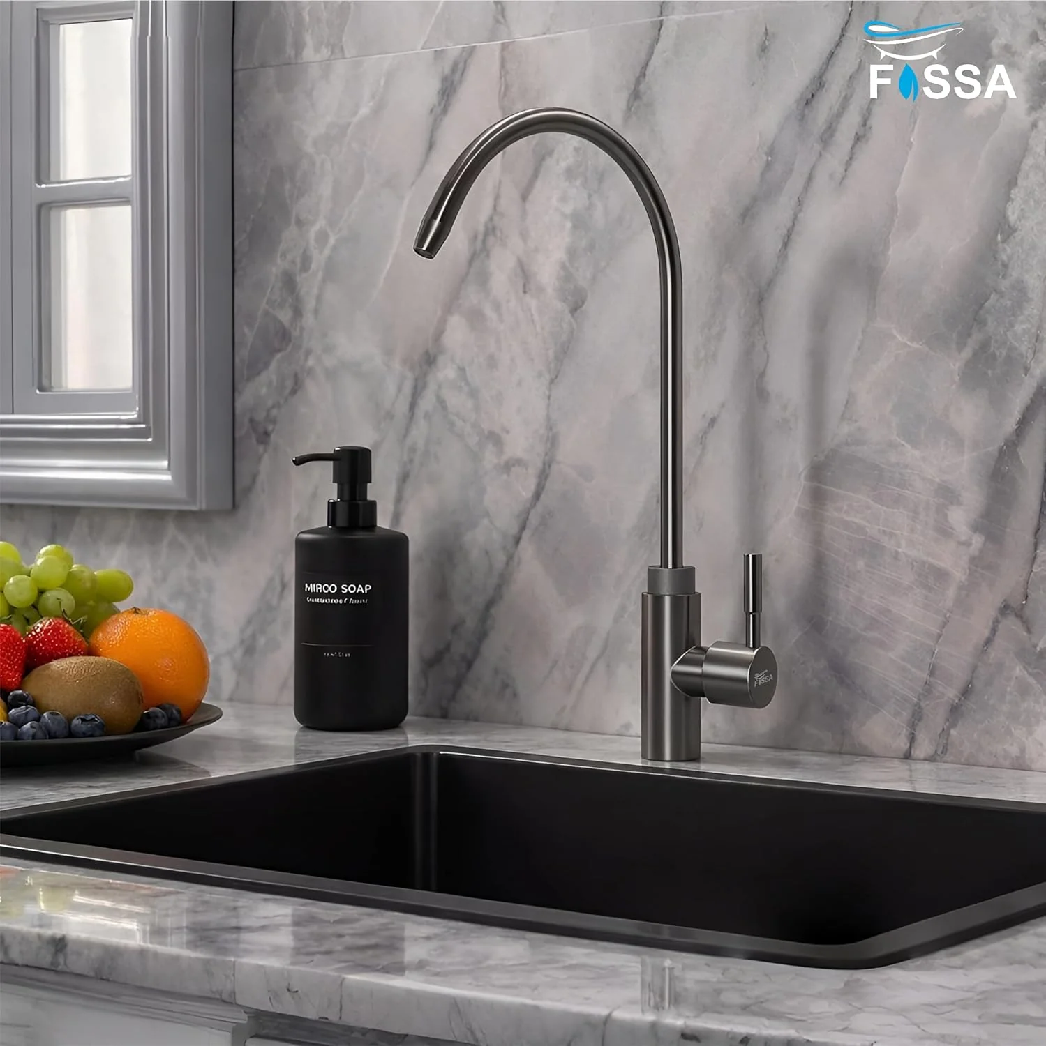 Fossa RO Tap Kitchen Water Filter Faucet - Lead-Free, 360° Swivel Grey - Image 5