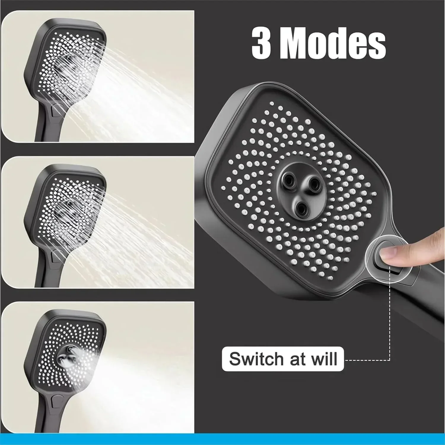 Fossa Spark Shower System with Thermostat Shower Set Wall Piano Button Shower Set Height Adjustable Rain Shower Set with Shower Fitting, 12 Inch Shower Head, Hand Shower, Bidet Spray, Gun (Grey) ( Heavy Weight ) - Image 4