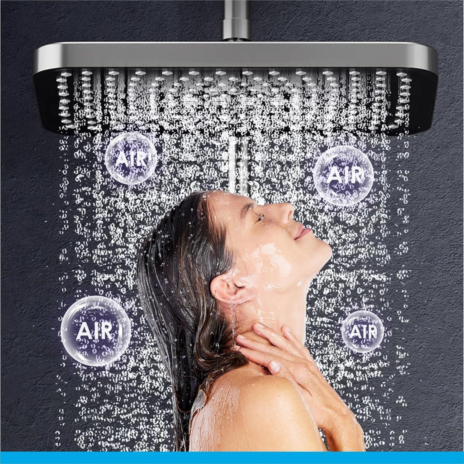 Fossa Spark Shower System with Thermostat Shower Set Wall Piano Button Shower Set Height Adjustable Rain Shower Set with Shower Fitting, 12 Inch Shower Head, Hand Shower, Bidet Spray, Gun (Grey) ( Heavy Weight ) - Image 5