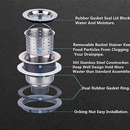 Fossa Stainless Steel Kitchen Sink Drain Waste Coupling 304'' with Under Basket, 4 X 4 - Image 2
