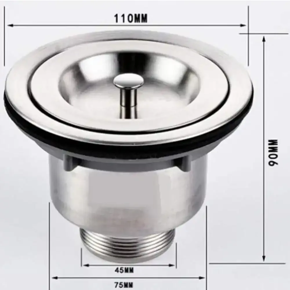 Fossa Stainless Steel Kitchen Sink Drain Waste Coupling 304'' with Under Basket, 4 X 4 - Image 6