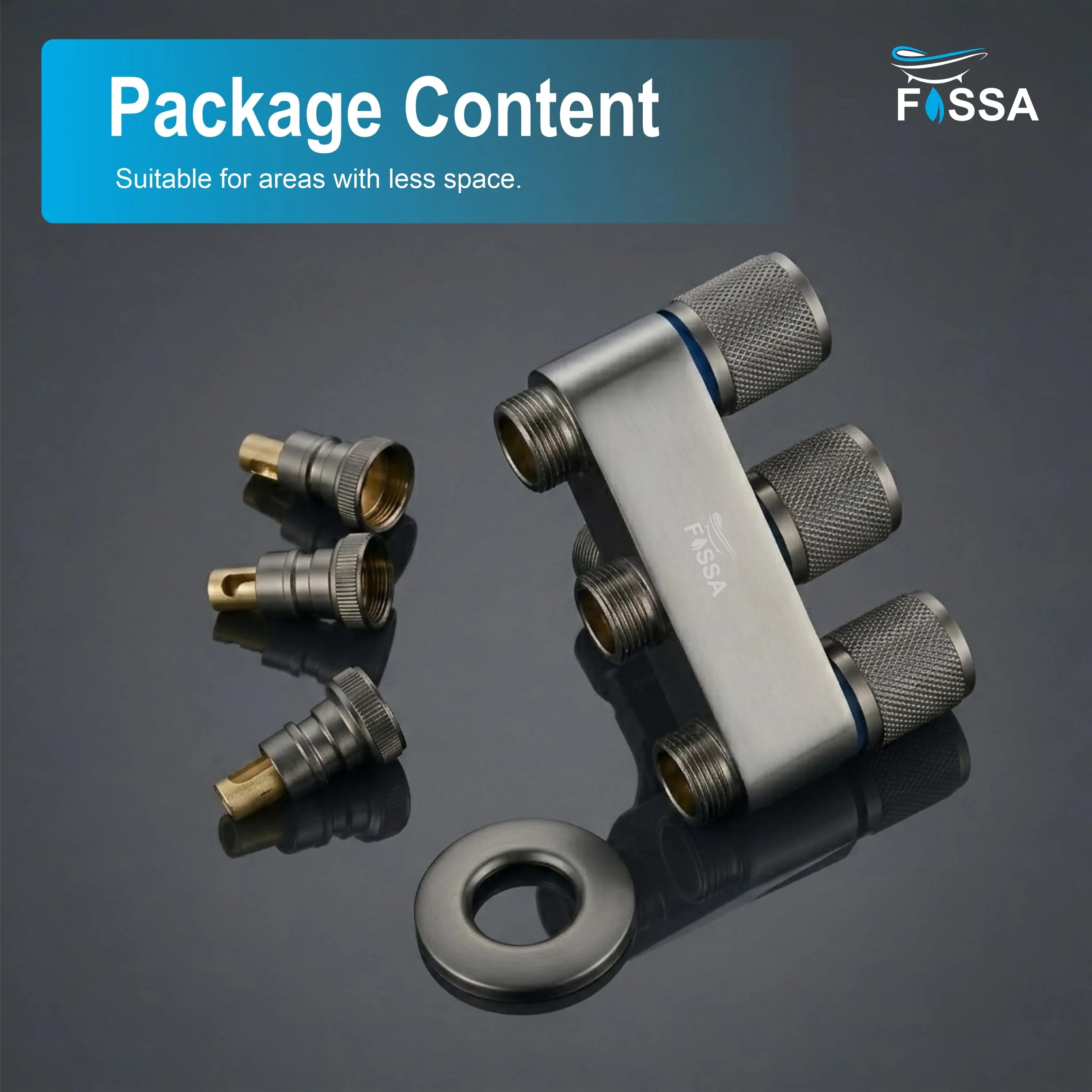 Galaxy 3  Way Grey  Stainless Steel Laundry Angle Valve With Nozzle - Image 2