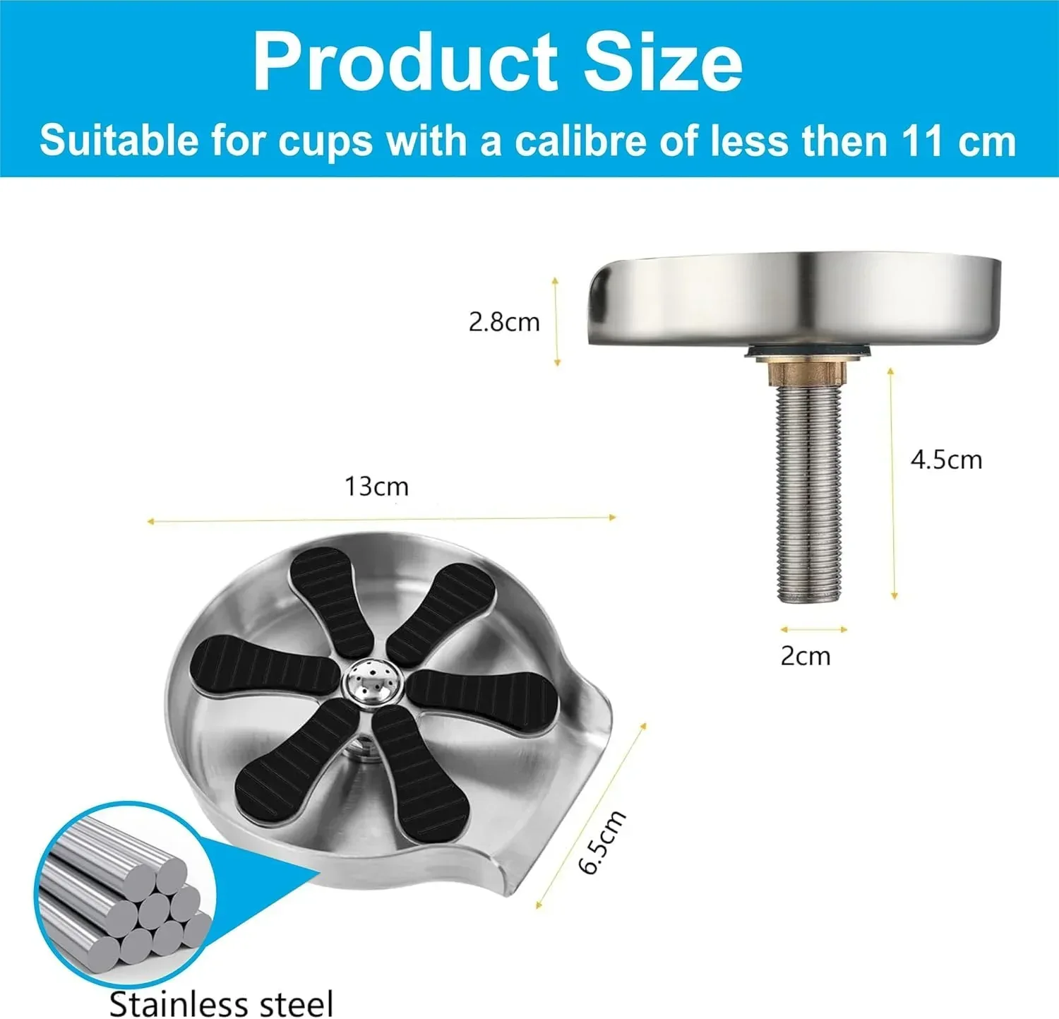 Kitchen Sink Glass Rinser with Heavy Stainless Steel Full Body - Image 3