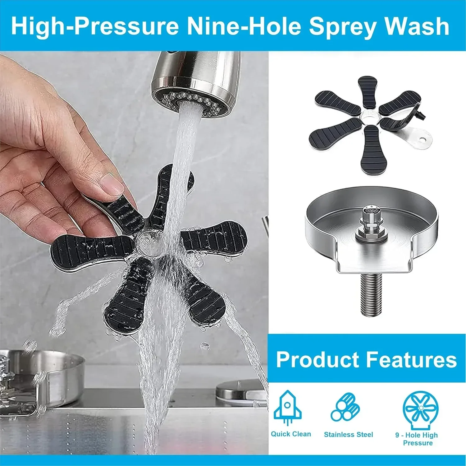 Kitchen Sink Glass Rinser with Heavy Stainless Steel Full Body - Image 5
