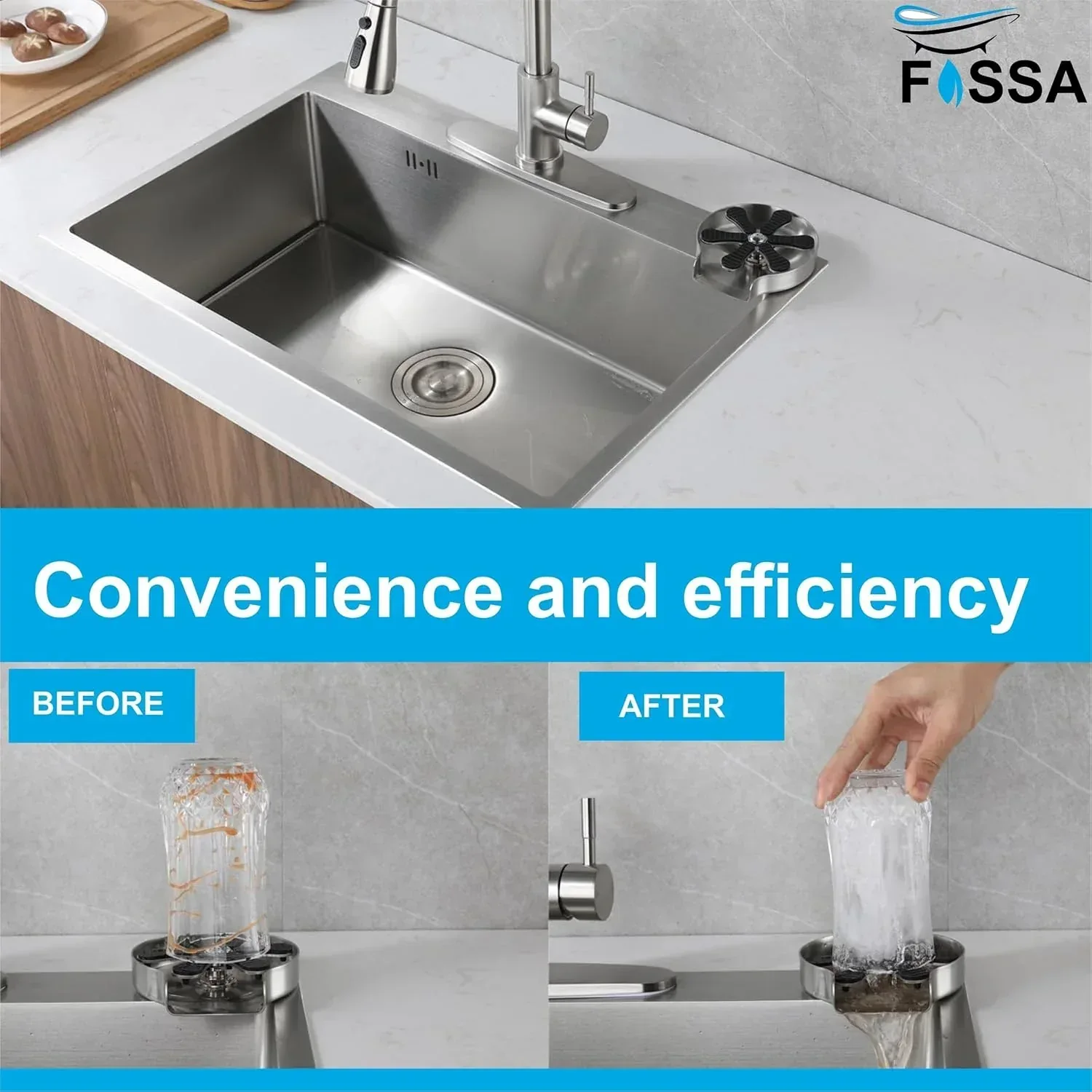 Kitchen Sink Glass Rinser with Heavy Stainless Steel Full Body - Image 8