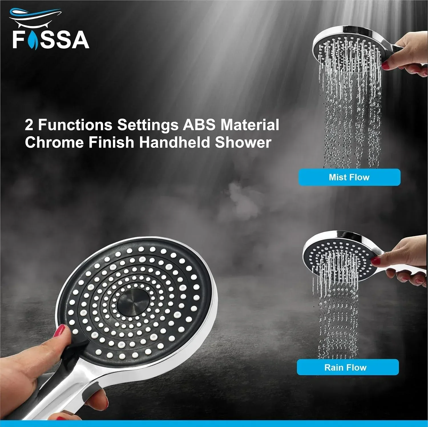 Gloria Hand Shower – High Pressure, 2 Spray Modes, Chrome Finish - Image 4