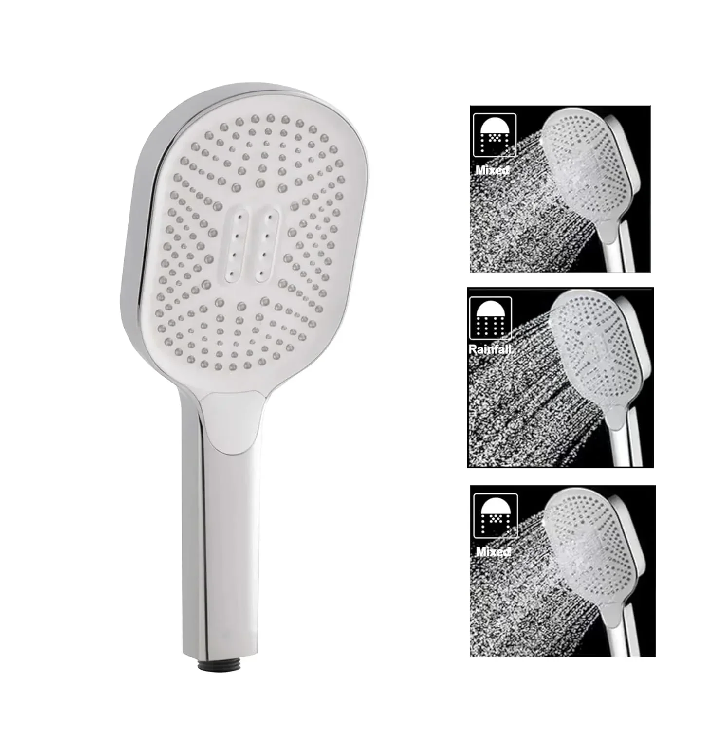 ABS White Hand Shower with 3 Spray Modes High-Pressure Bathroom Shower Head White