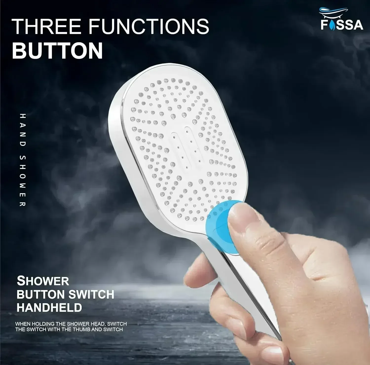 ABS White Hand Shower with 3 Spray Modes High-Pressure Bathroom Shower Head White - Image 2