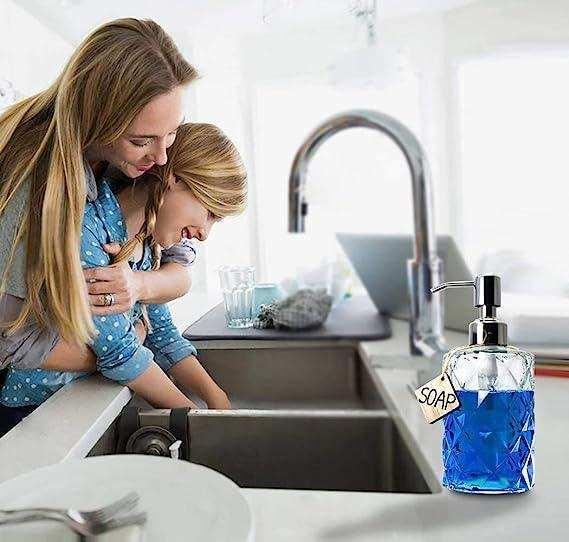 350ml Diamond White Glass Soap Dispenser - Image 3
