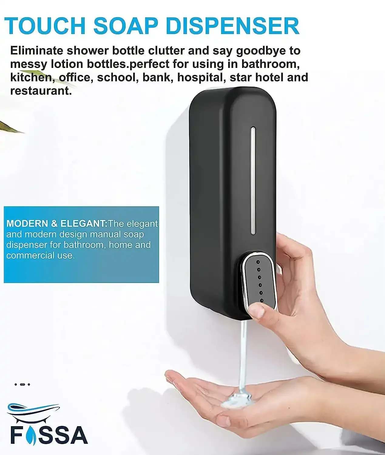 350 ml Wall Mounted Black manual Soap Dispenser - Image 3