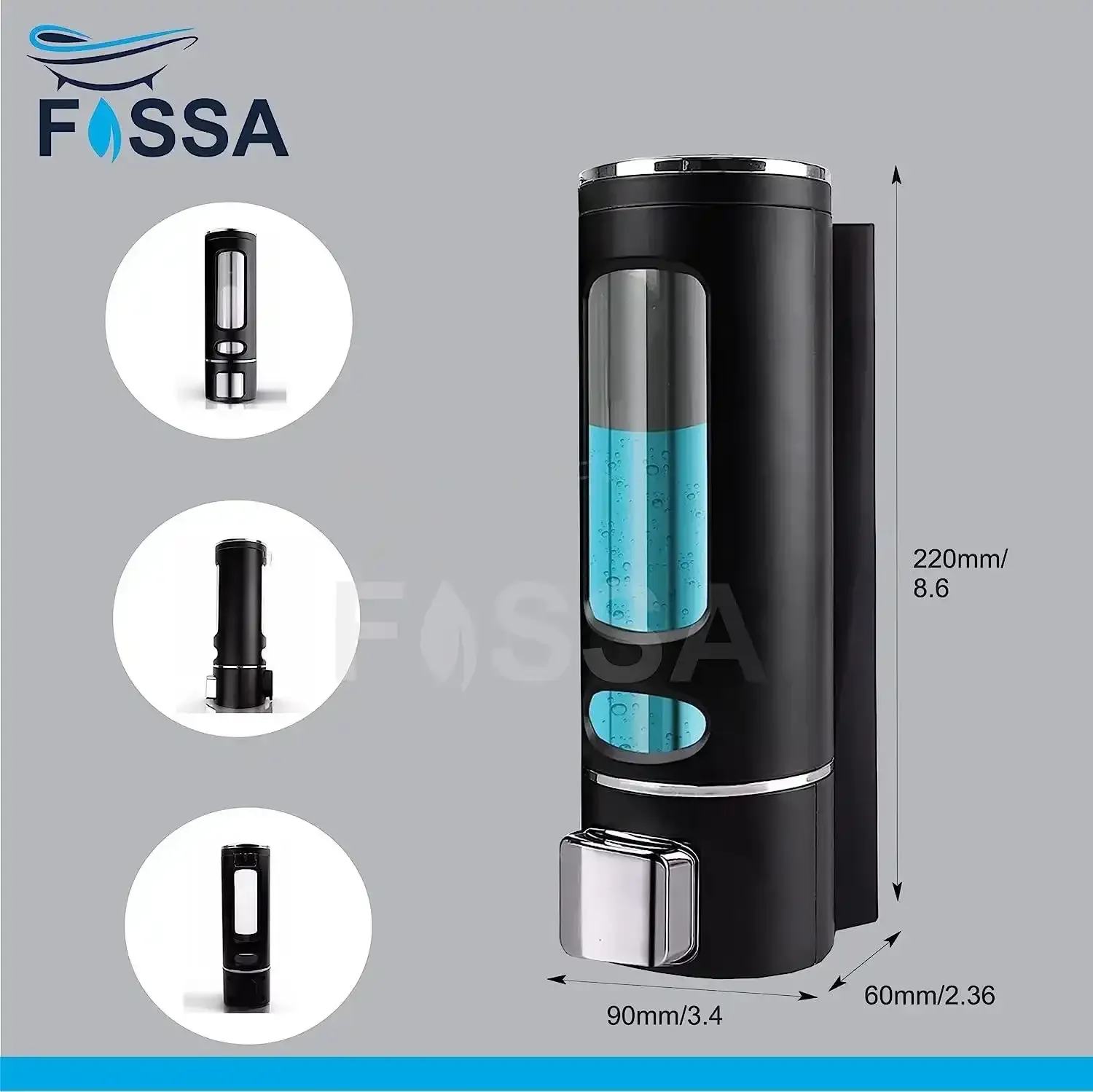 400 ml Wall Mounted Black Silver manual Soap Dispenser - Image 2