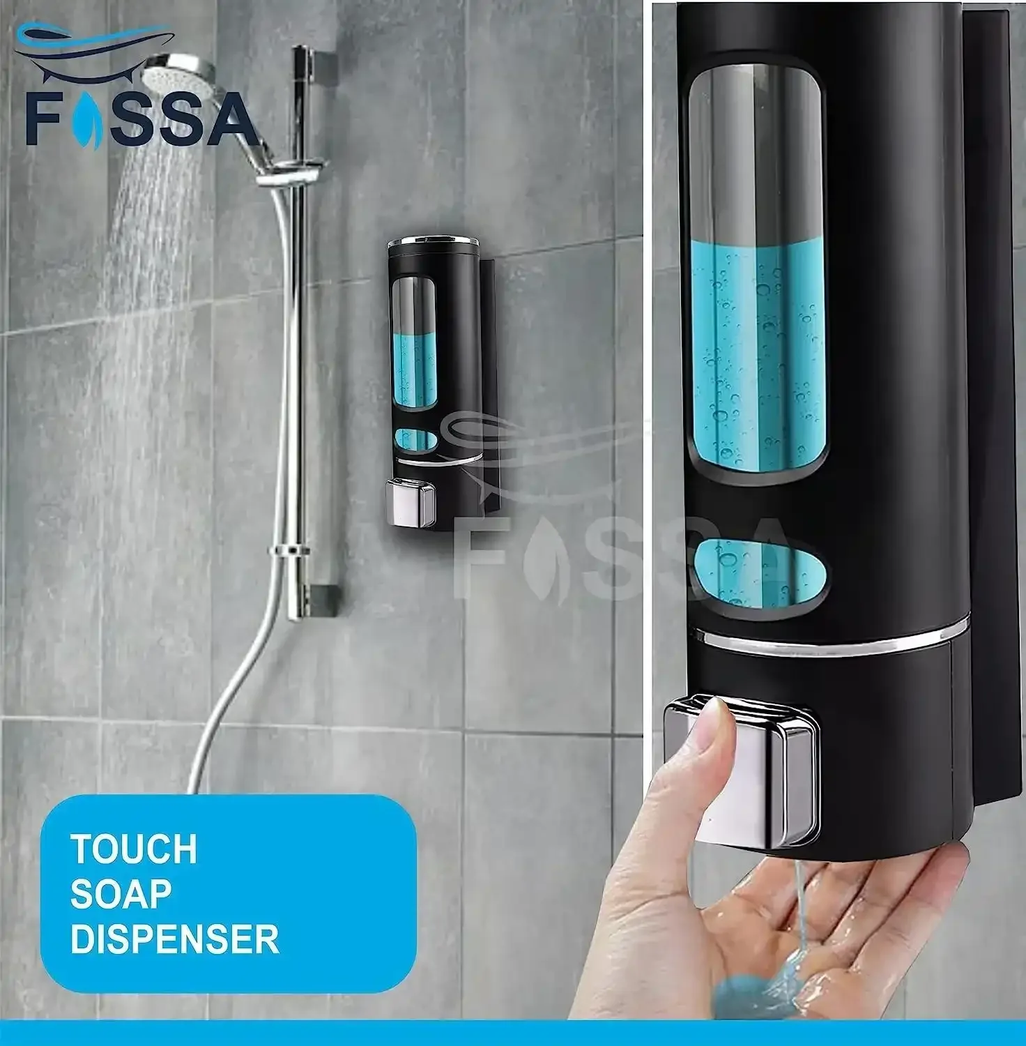 400 ml Wall Mounted Black Silver manual Soap Dispenser - Image 3