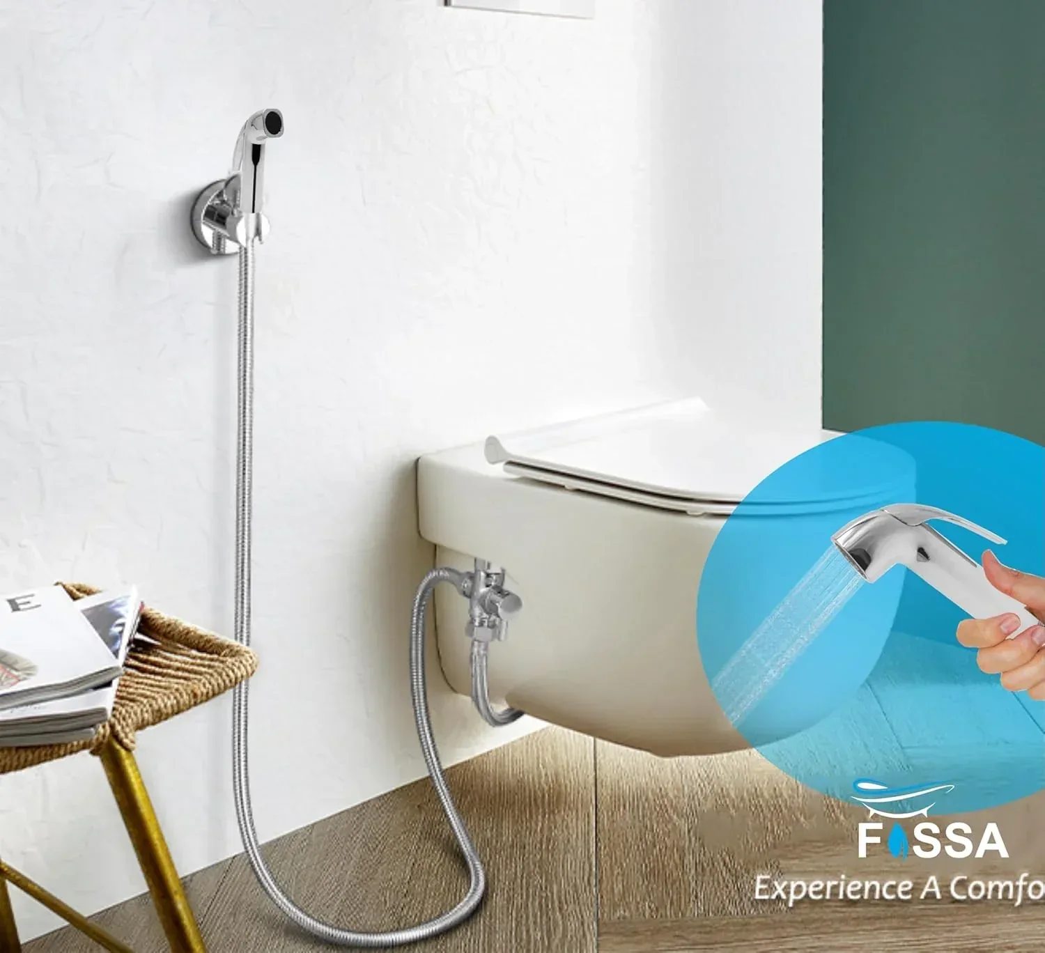Health Faucet Bidet Sprayer Silver ABS Health Faucet with 1 Meter 304-Grade SS Hose Pipe & Hook - Image 4
