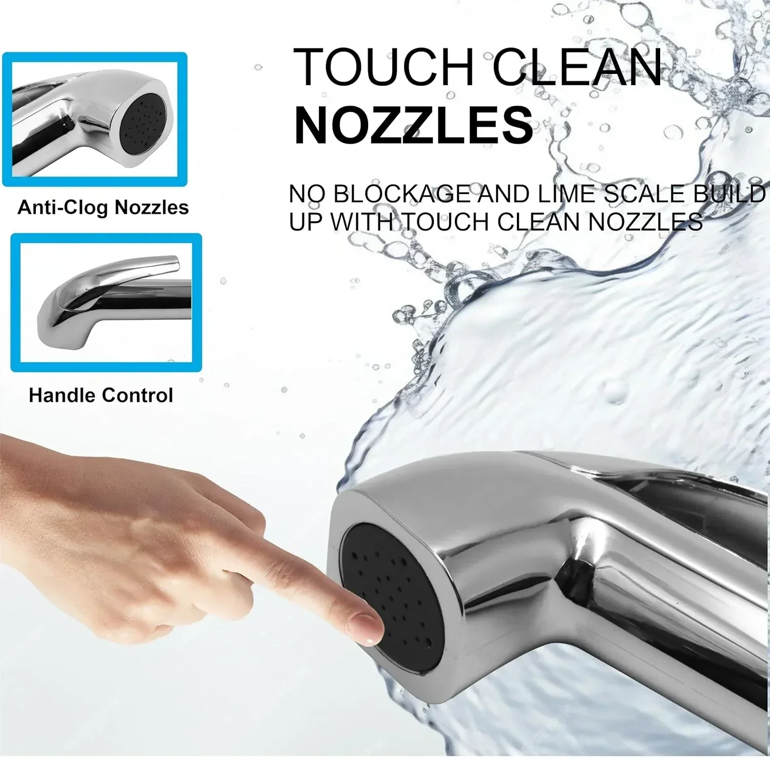 Health Faucet Bidet Sprayer Silver ABS Health Faucet with 1 Meter 304-Grade SS Hose Pipe & Hook - Image 5