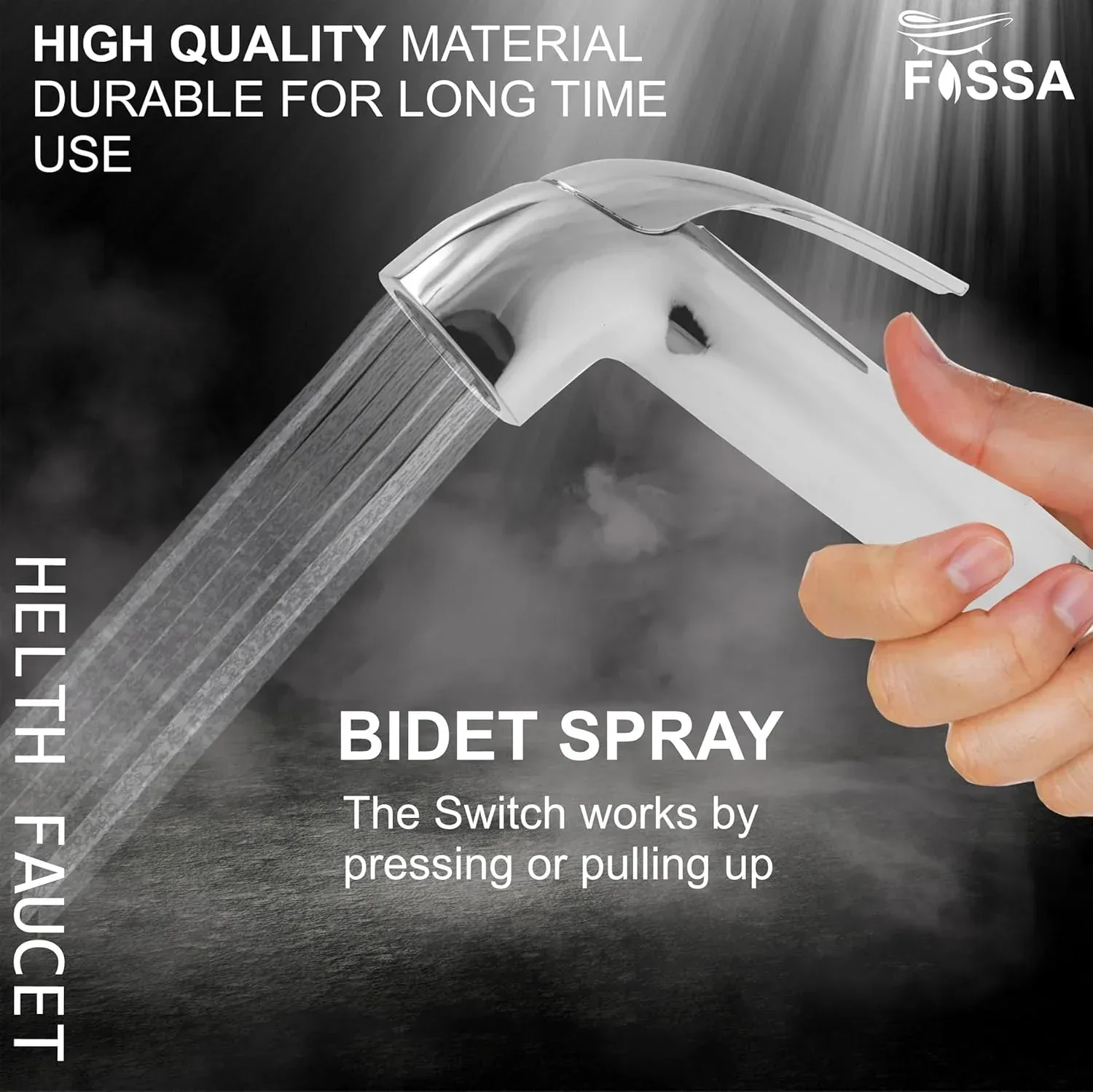 Health Faucet Bidet Sprayer Silver ABS Health Faucet with 1 Meter 304-Grade SS Hose Pipe & Hook - Image 6