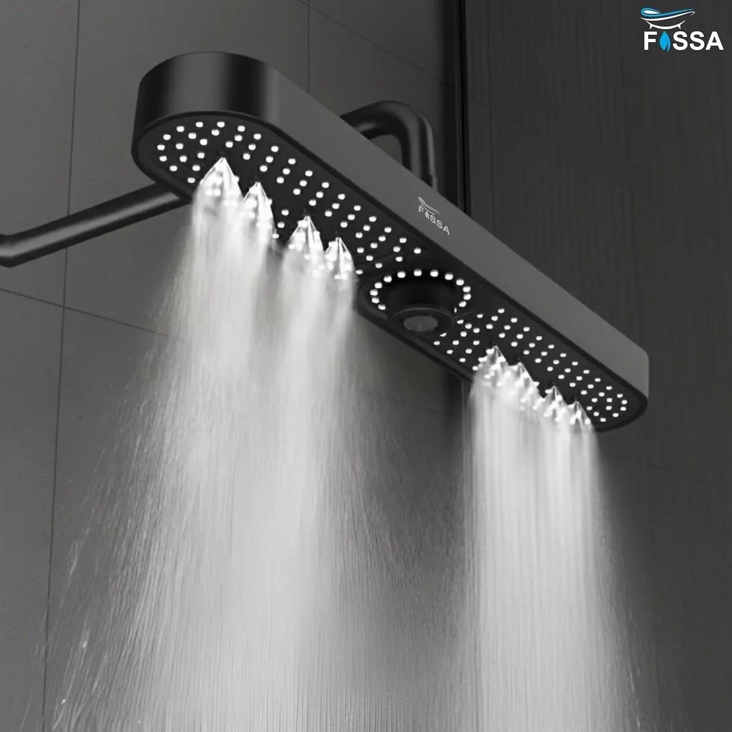 Helios 48cm ABS Black Finish Overhead Shower Without Arm - Image 2