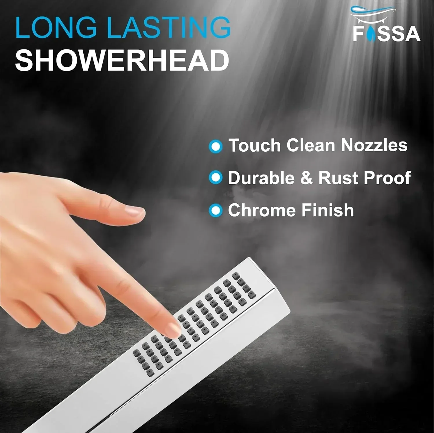 Hexa Abs Chrome Finish Hand Shower With 1.5 Meter 304- Grade Stainless Steel Hose Pipe & Hook - Image 3