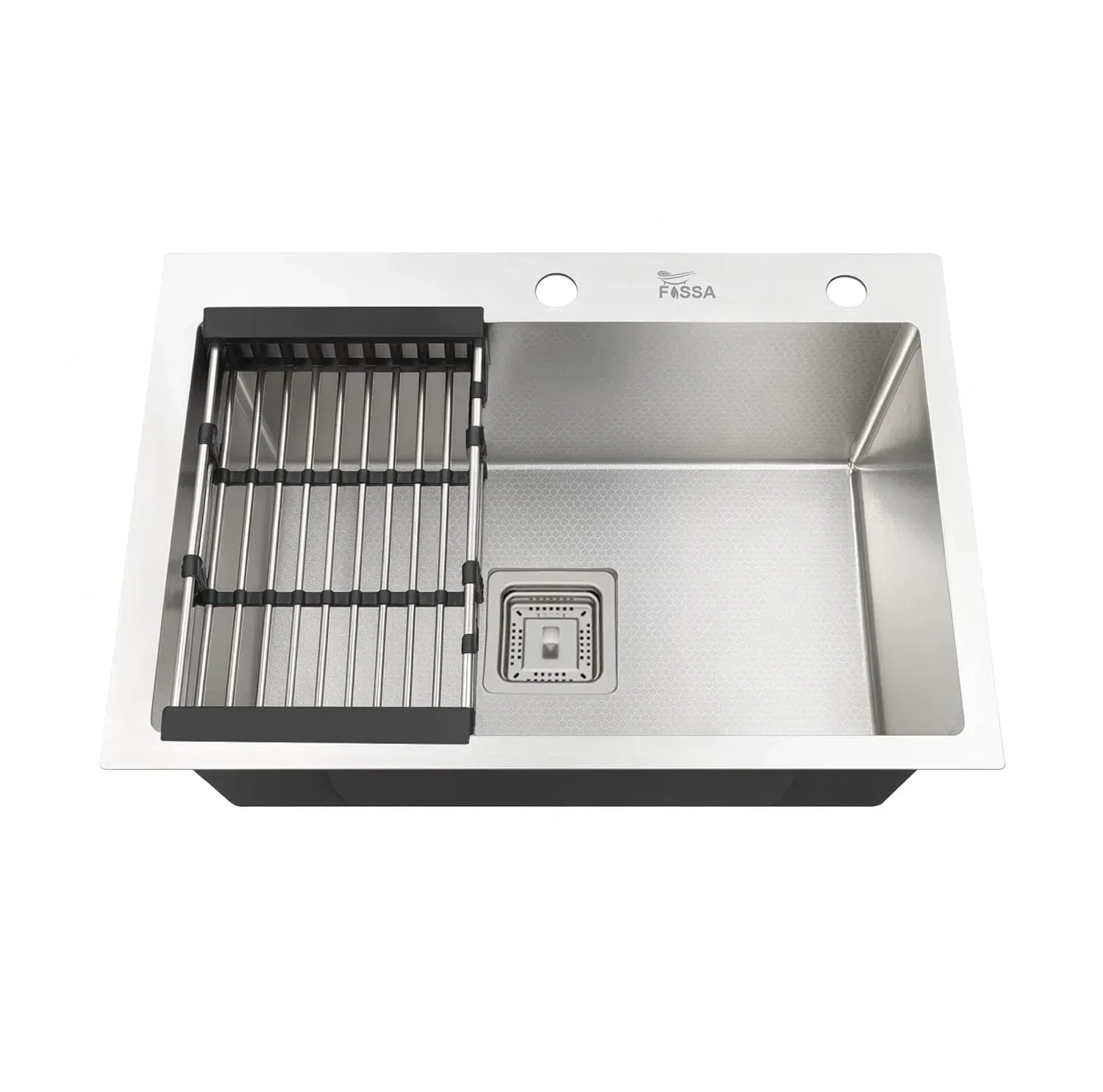 Honeycomb Embossed (24"x18"x09" ) Inch Single Bowl With Tap Hole Silver Kitchen Sink with Nano Coating