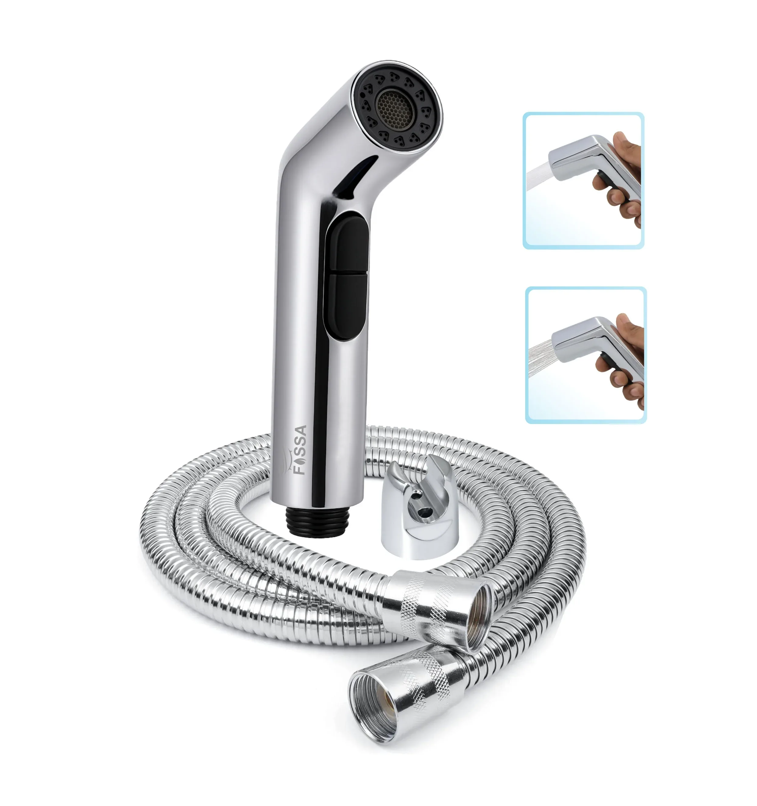 Hydra Silver ABS Health Faucet with 1 Meter 304-Grade SS Hose Pipe & Hook - Image 6