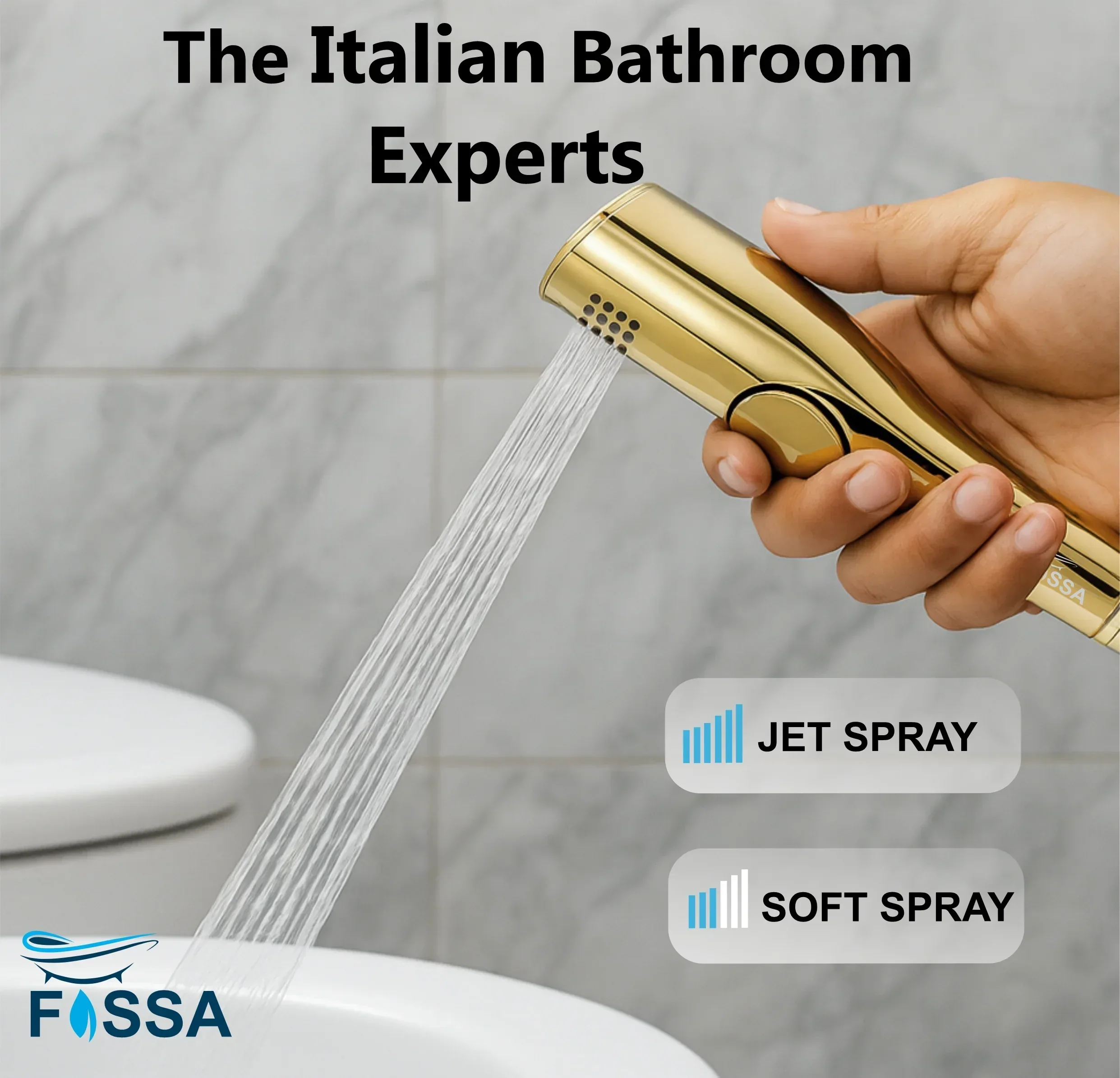 Italian Gold ABS Health Faucet with 1 Meter 304-Grade SS Hose Pipe & Hook - Image 2