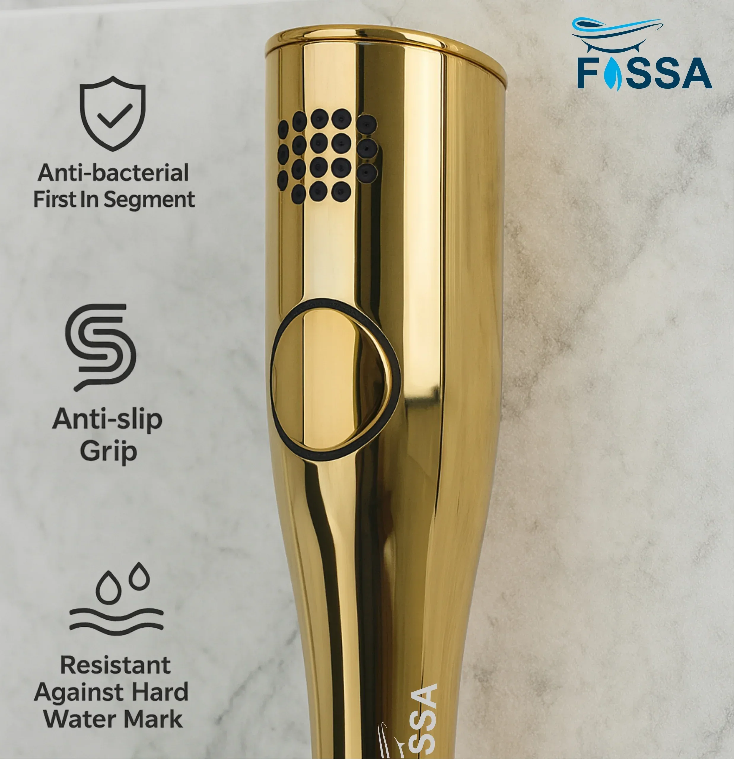 Italian Gold ABS Health Faucet with 1 Meter 304-Grade SS Hose Pipe & Hook - Image 3
