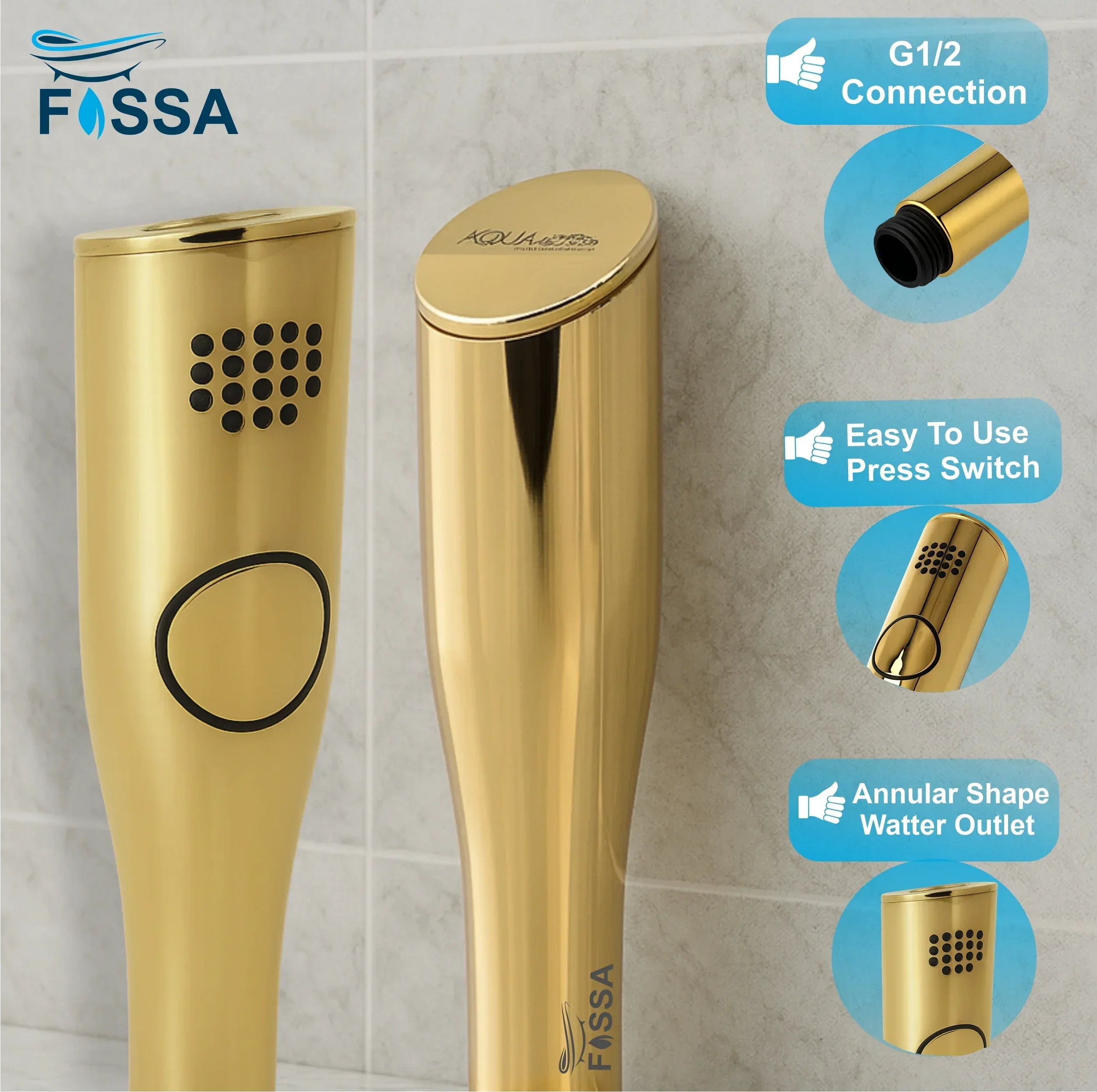 Italian Gold ABS Health Faucet with 1 Meter 304-Grade SS Hose Pipe & Hook - Image 5