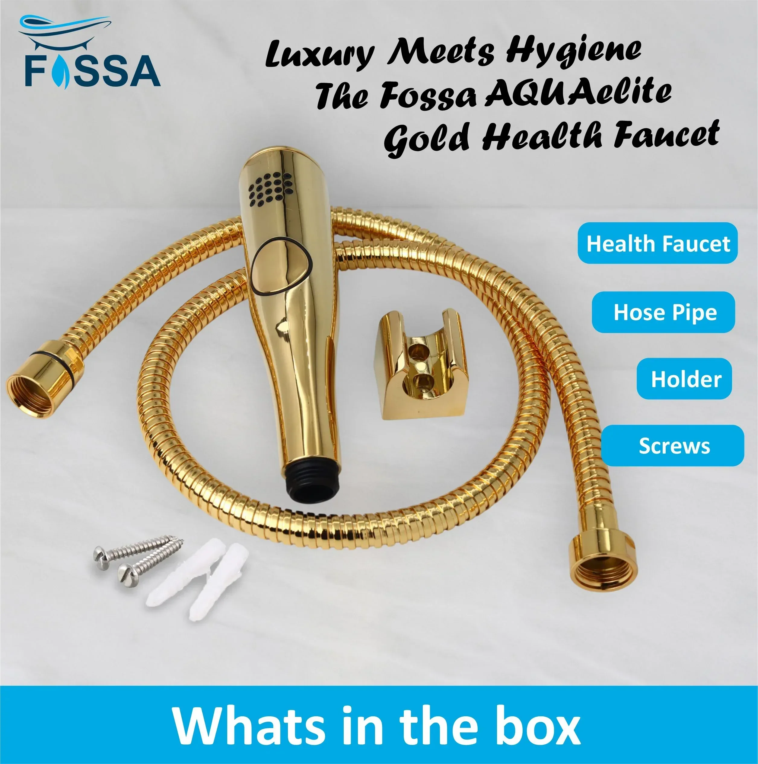 Italian Gold ABS Health Faucet with 1 Meter 304-Grade SS Hose Pipe & Hook - Image 8