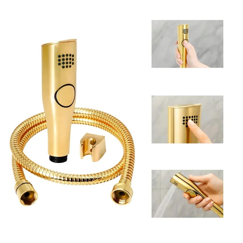 Italian Gold ABS Health Faucet with 1 Meter 304-Grade SS Hose Pipe & Hook - Image 9