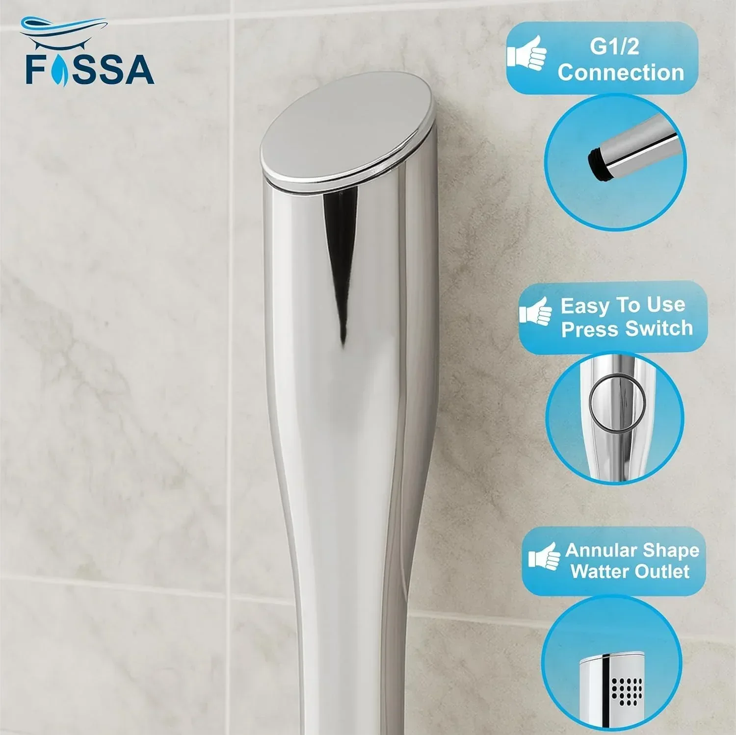 Italian Silver ABS Health Faucet with 1 Meter 304-Grade SS Hose Pipe & Hook - Image 3