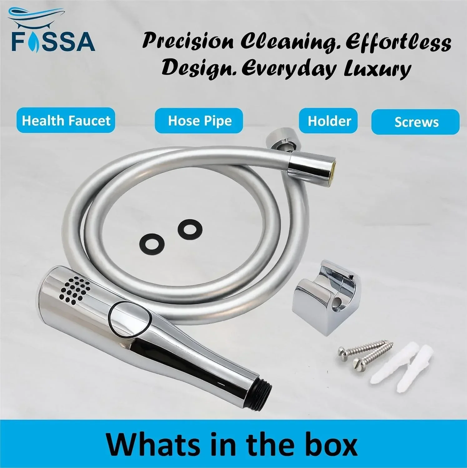Italian Silver ABS Health Faucet with 1 Meter 304-Grade SS Hose Pipe & Hook - Image 6