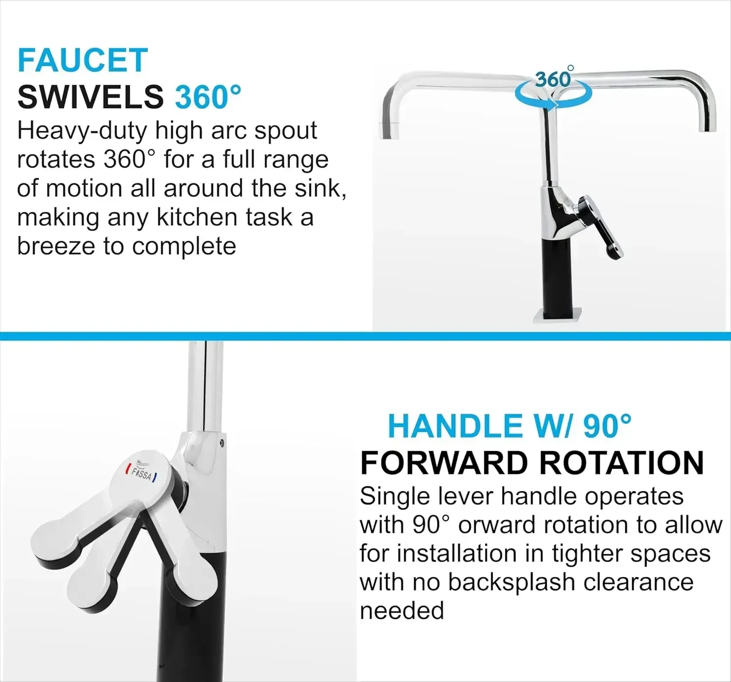 Italian Single-Flow 360° Hot & Cold Brass Stainless Steel Kitchen Mixer Faucet Chrome - Image 4