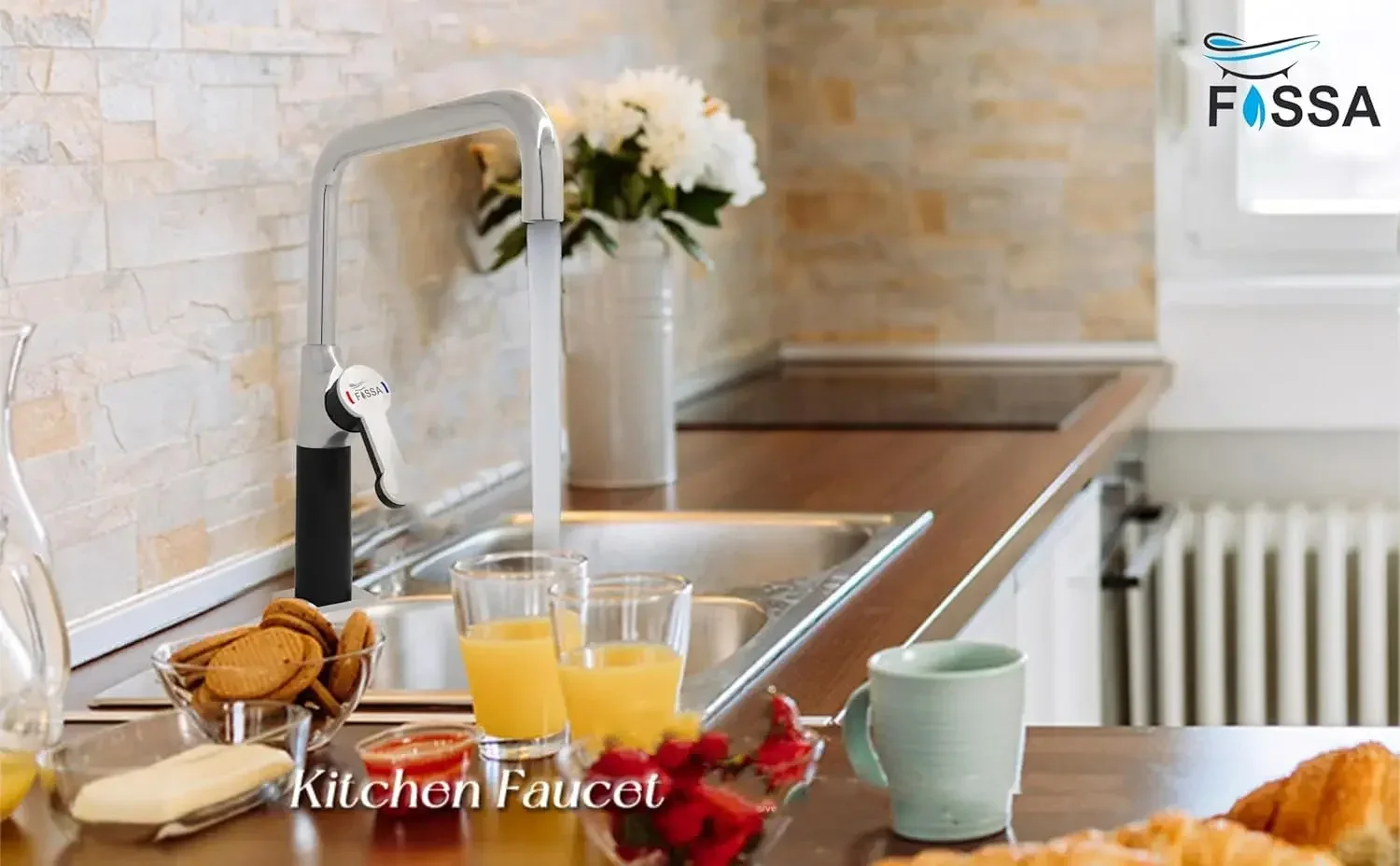 Italian Single-Flow 360° Hot & Cold Brass Stainless Steel Kitchen Mixer Faucet Chrome - Image 6