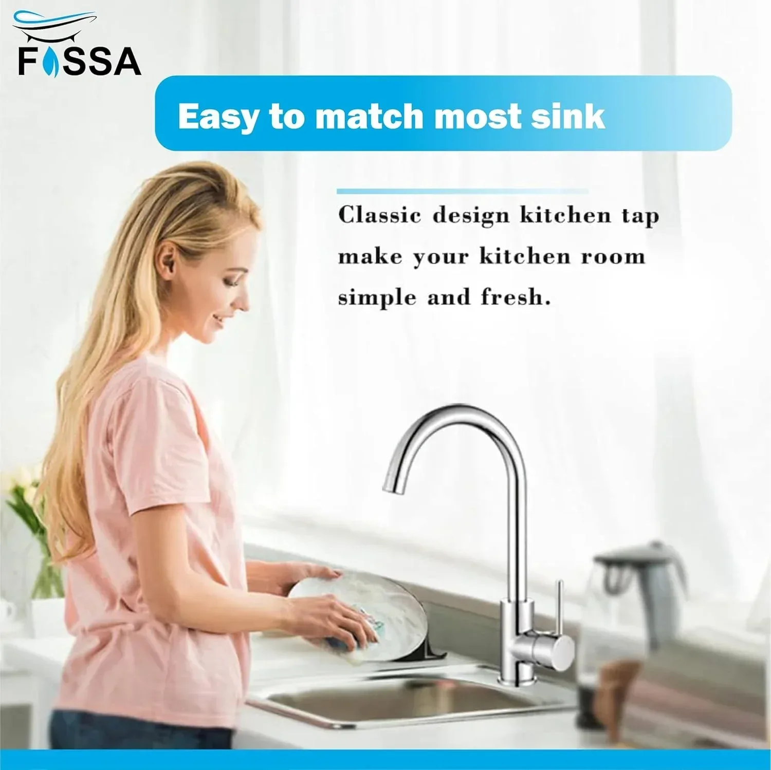J Bend High-Pressure Kitchen Faucet – 360° Swivel, Chrome Finish - Image 6