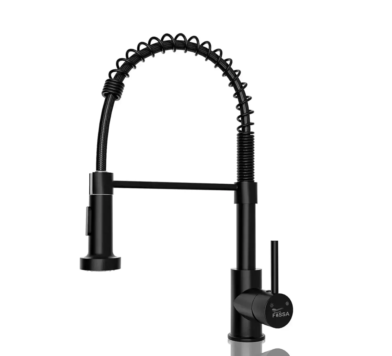 Spring Kitchen Sink Mixer Tap with Pull-Down Sprayer Black 360° Hot & Cold