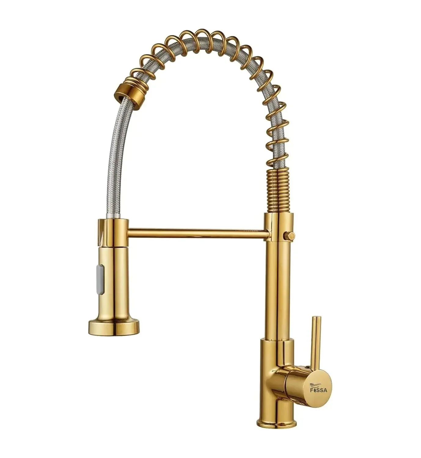 Spring Kitchen Sink Mixer Tap with Pull-Down Sprayer 360° Swivel Hot & Cold Gold Finish