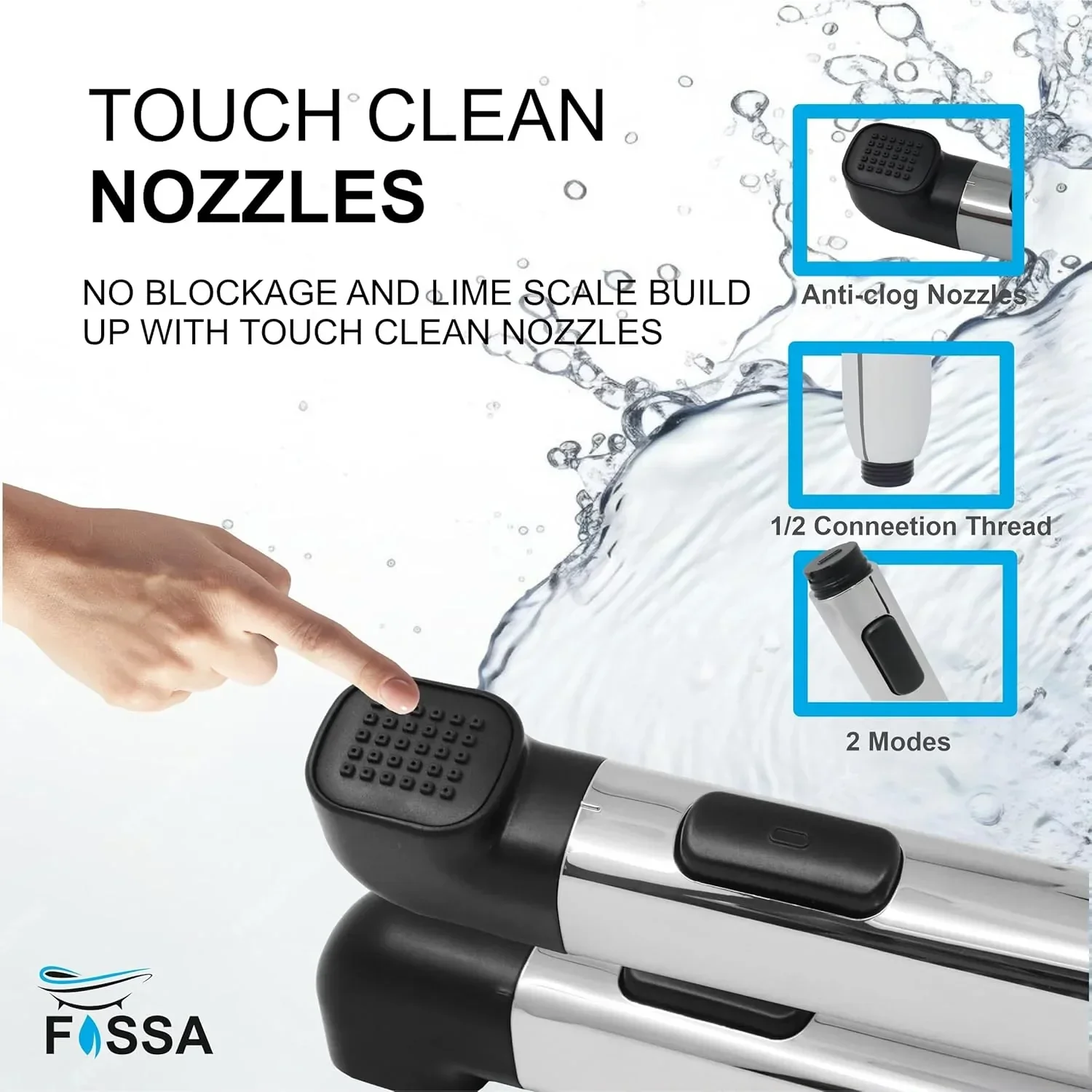 Krave Black ABS Dual Function Health Faucet with 1 Meter 304-Grade SS Hose Pipe & Hook - Image 3