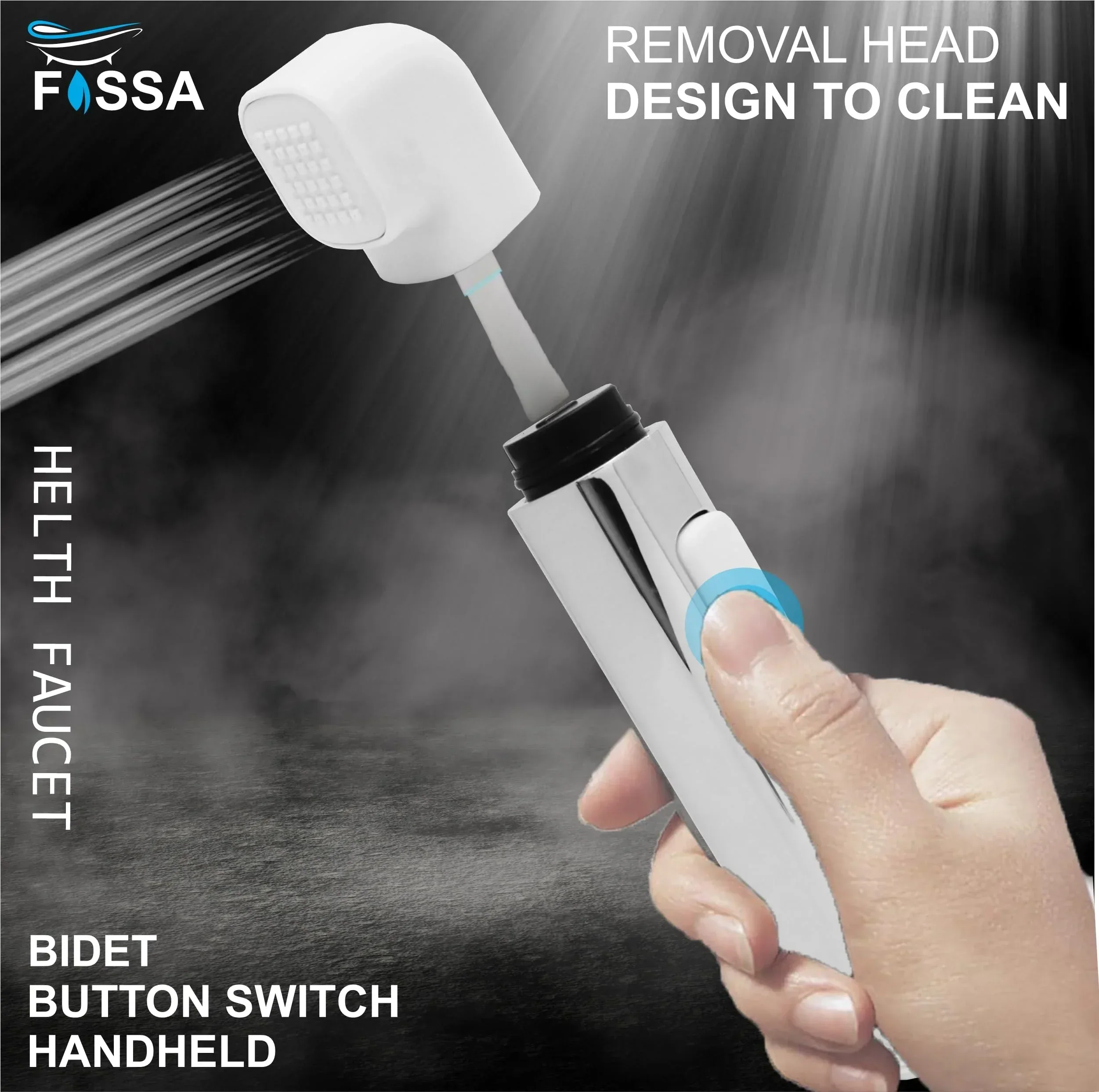 Krave White ABS Dual Function Health Faucet with 1 Meter 304-Grade SS Hose Pipe & Hook - Image 3