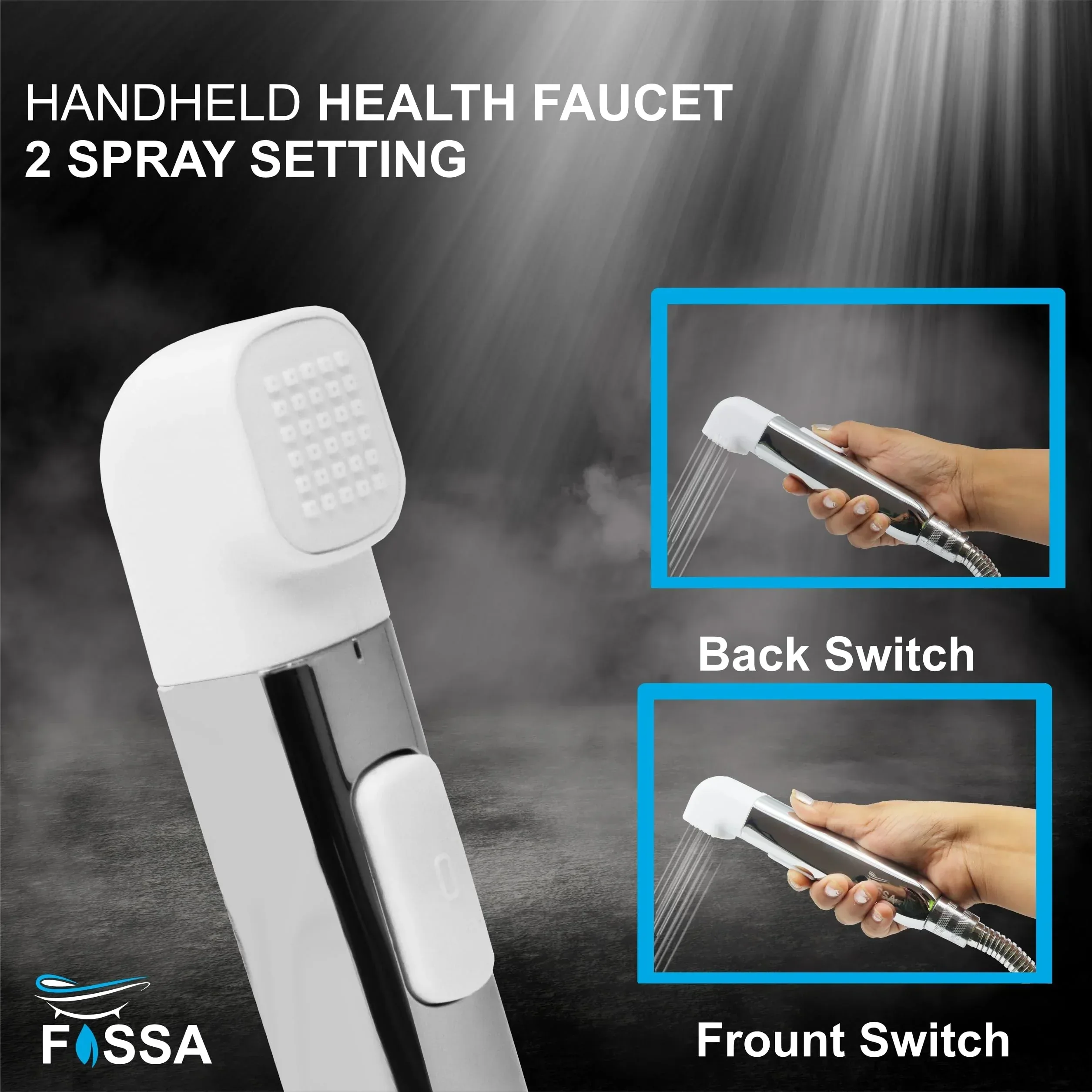 Krave White ABS Dual Function Health Faucet with 1 Meter 304-Grade SS Hose Pipe & Hook - Image 5