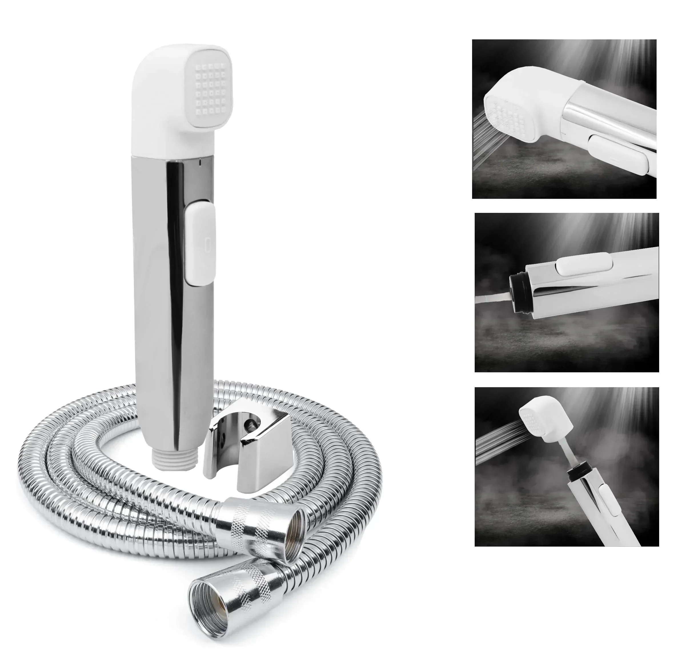 Krave White ABS Dual Function Health Faucet with 1 Meter 304-Grade SS Hose Pipe & Hook - Image 7