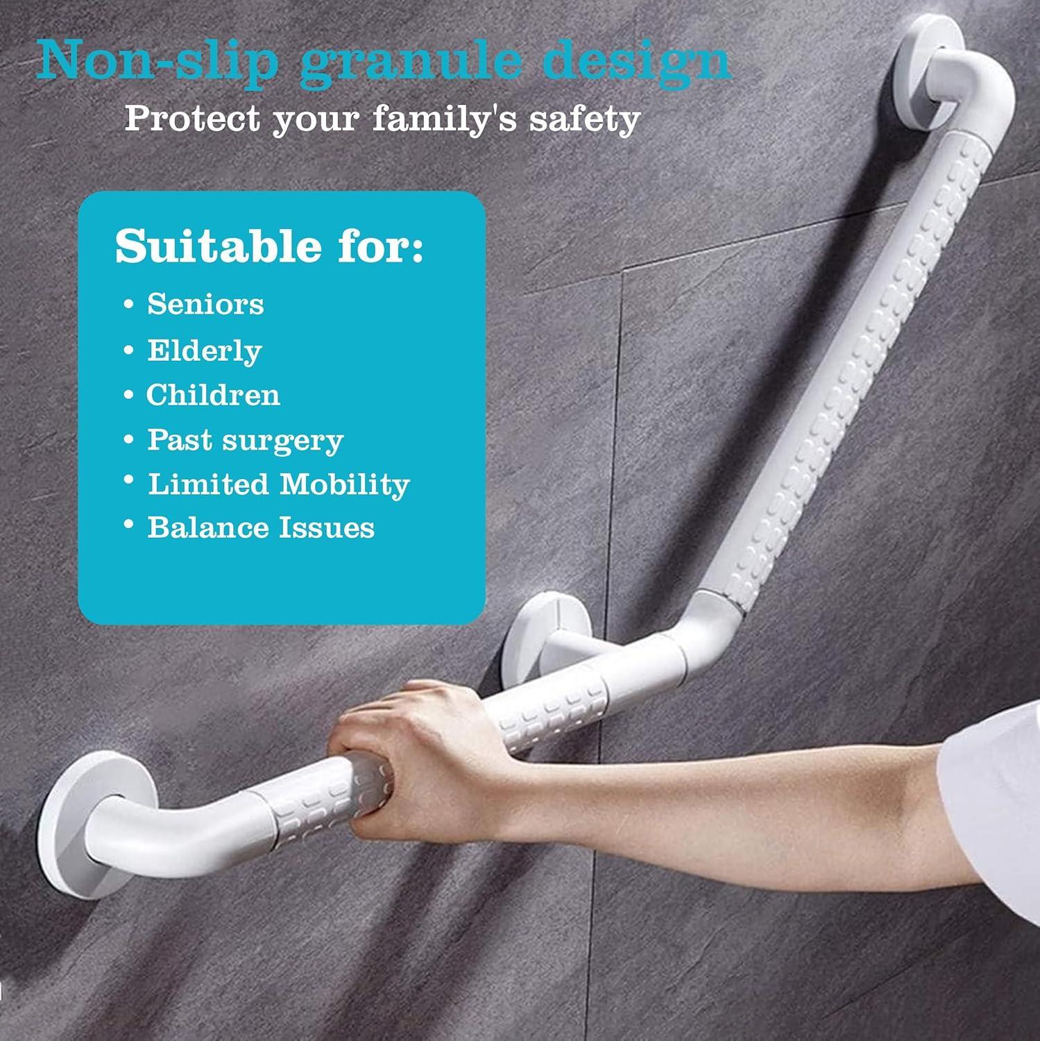 110° Angle Anti-Slip Nylon Grip for Elderly with Stainless Steel Inner – White - Image 4