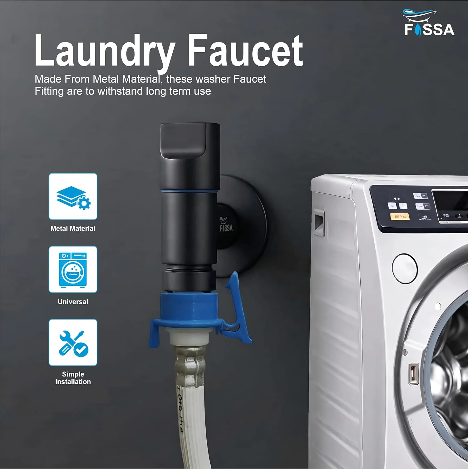Laundry Faucet Black Stainless Steel Angle Valve - Image 4