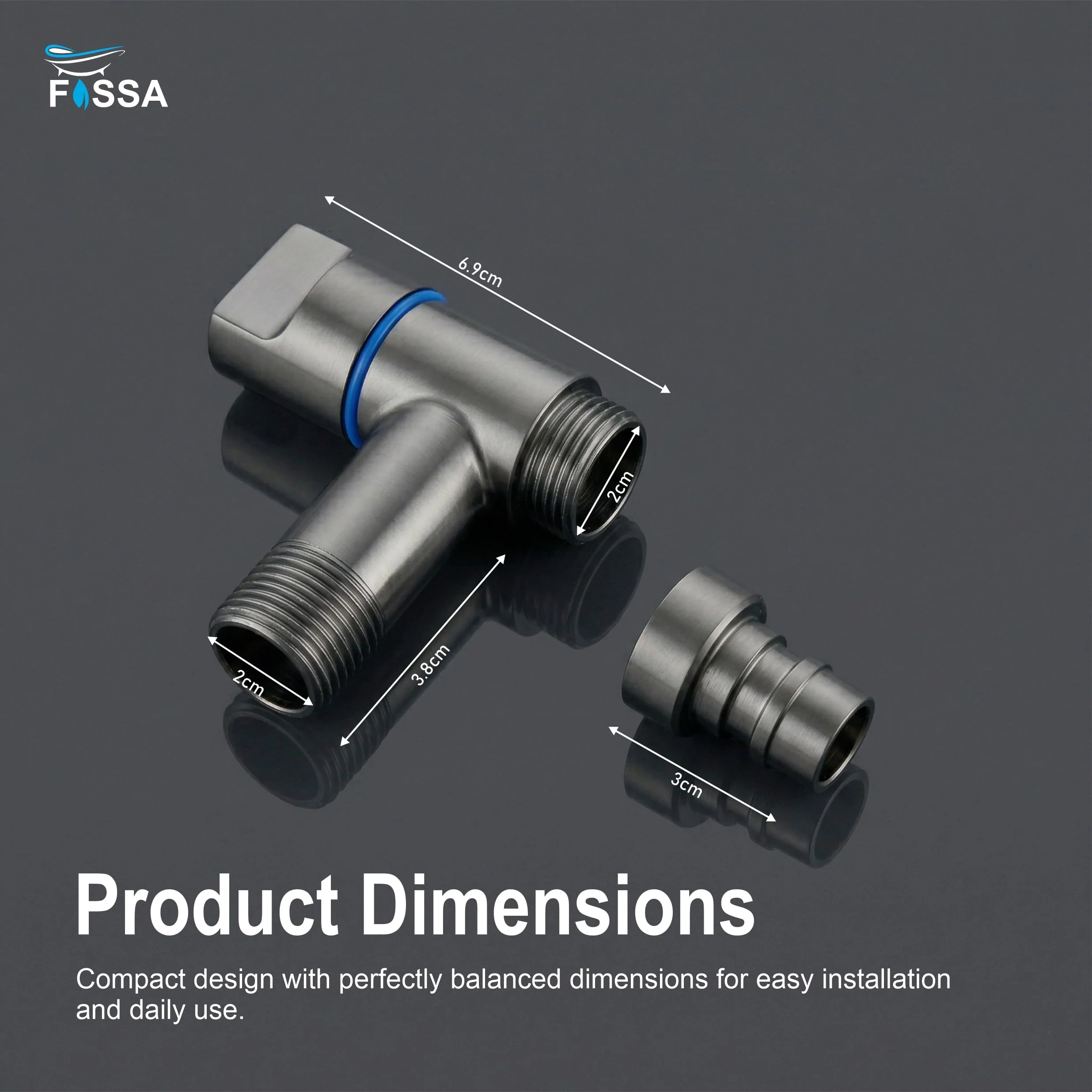 Laundry Faucet Grey Stainless Steel Angle Valve - Image 2