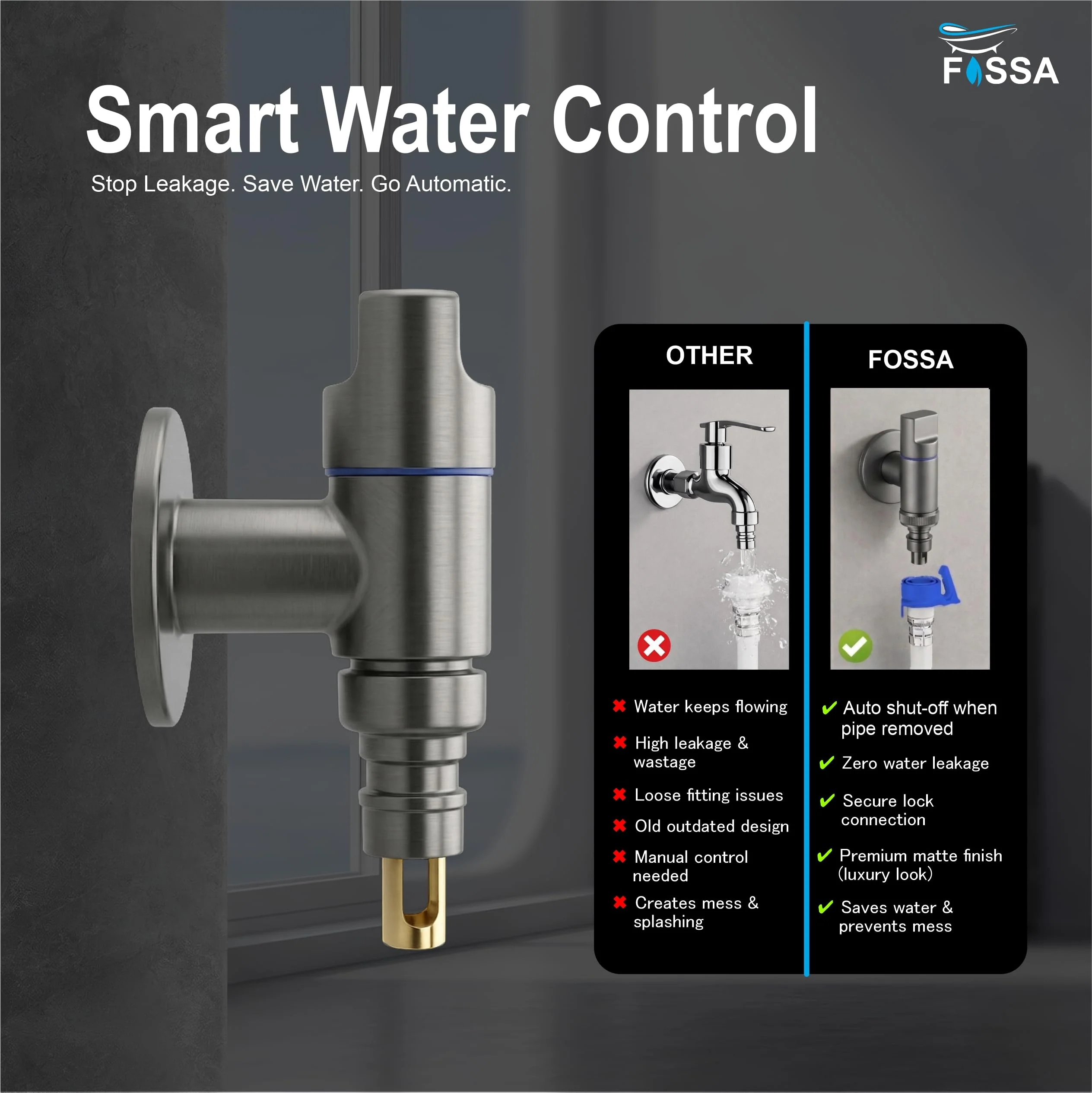 Laundry Faucet Grey Stainless Steel Angle Valve - Image 5