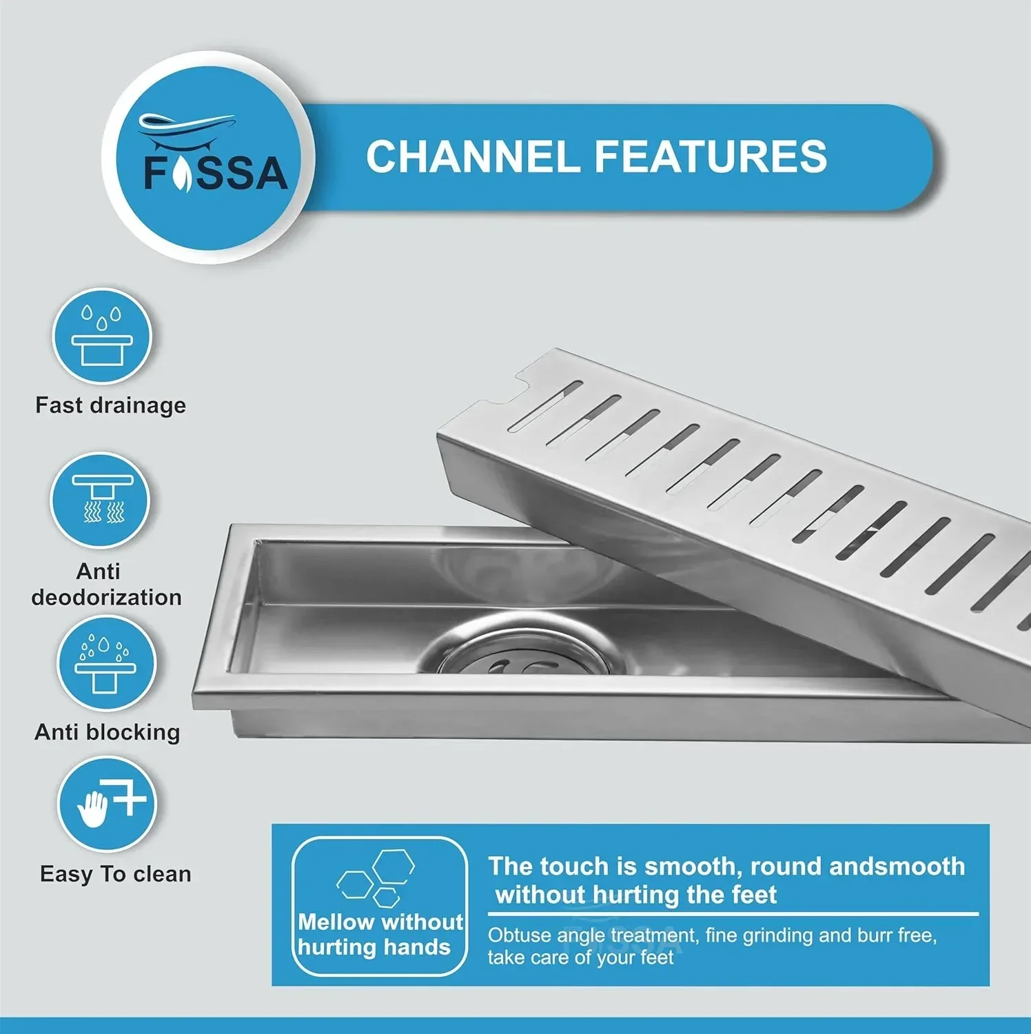 Linear (18  x 4 Inches) Brushed Shower Drain Channel Floor Drain - Image 3