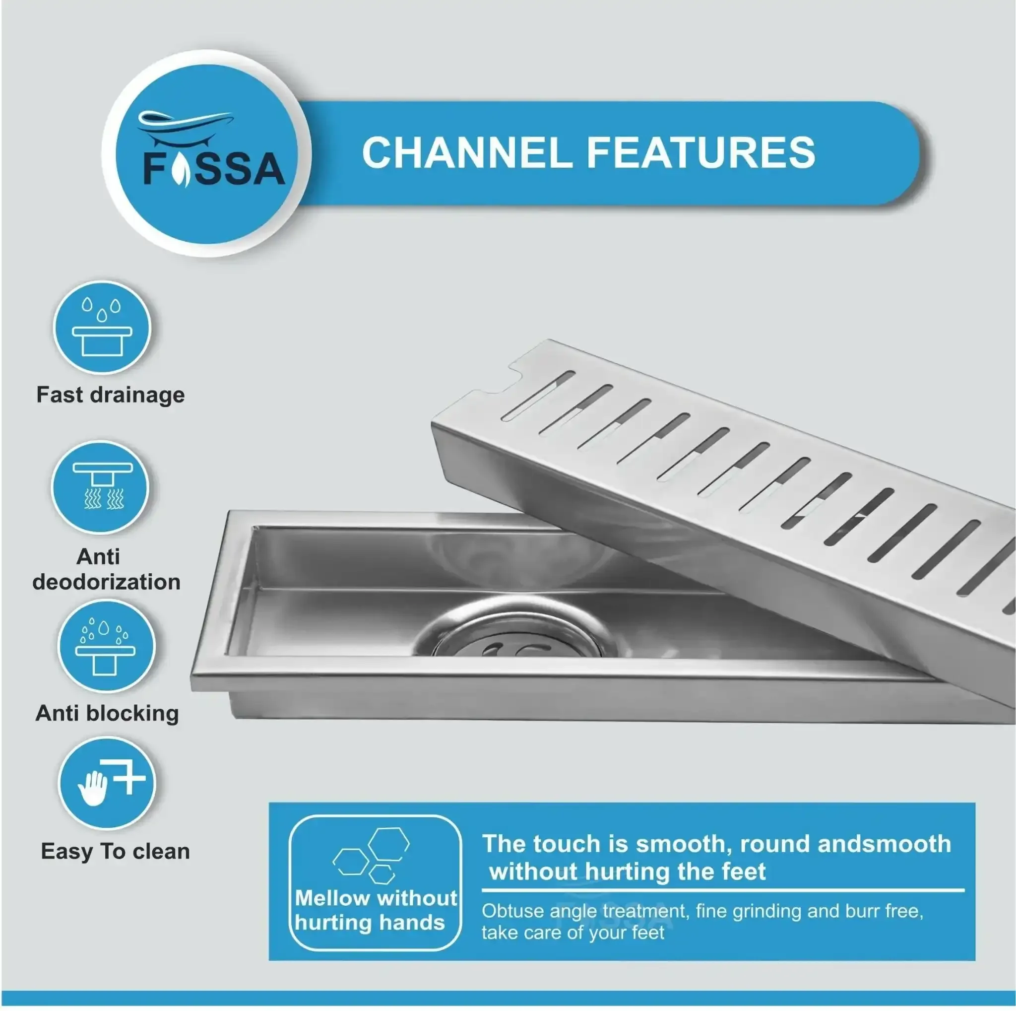 Linear (36 x 4 Inches) 304 Grade Brushed Shower Drain Channel Floor Drain - Image 3